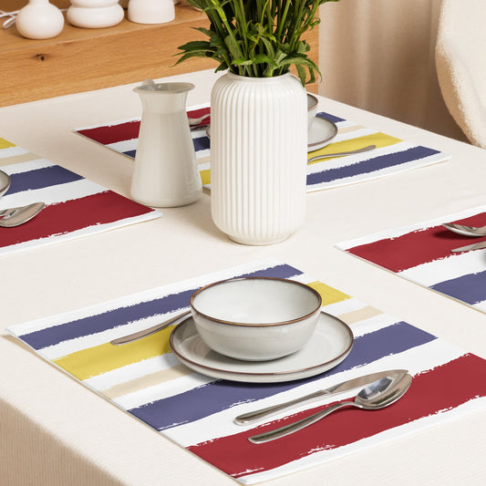 Placemat Set with Hand-painted Brush Stroke Print, CABS-1030
