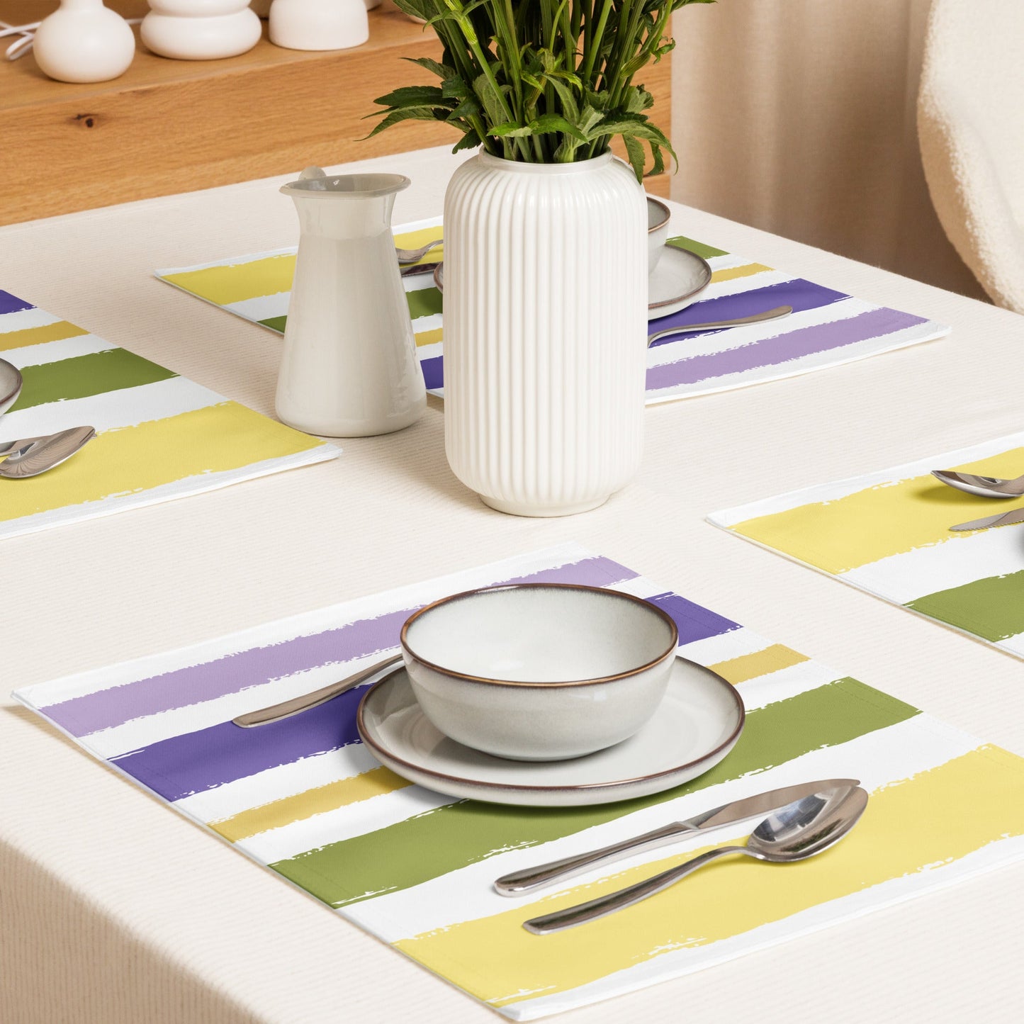 Placemat Set with Hand-painted Brush Stroke Print, CABS-1040