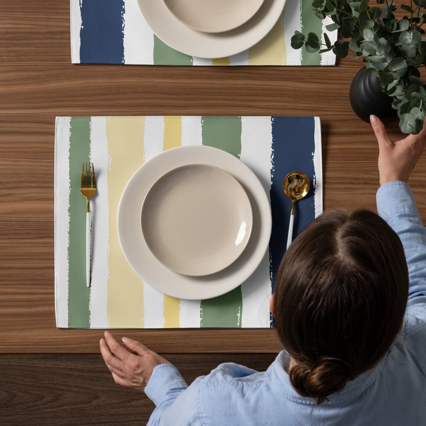 Placemat Set with Hand-painted Brush Stroke Print, CABS-1050