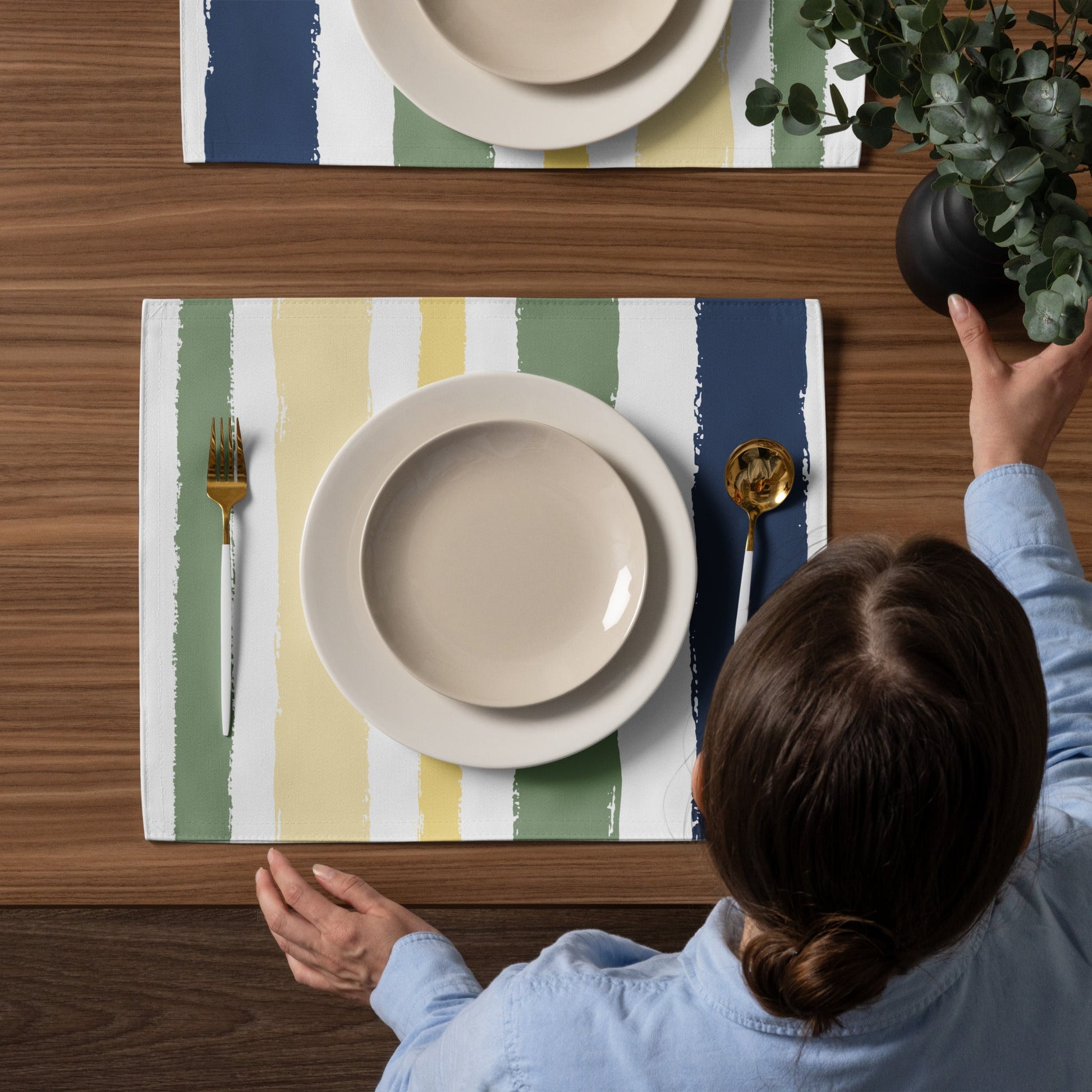Placemat Set with Hand-painted Brush Stroke Print, CABS-1050