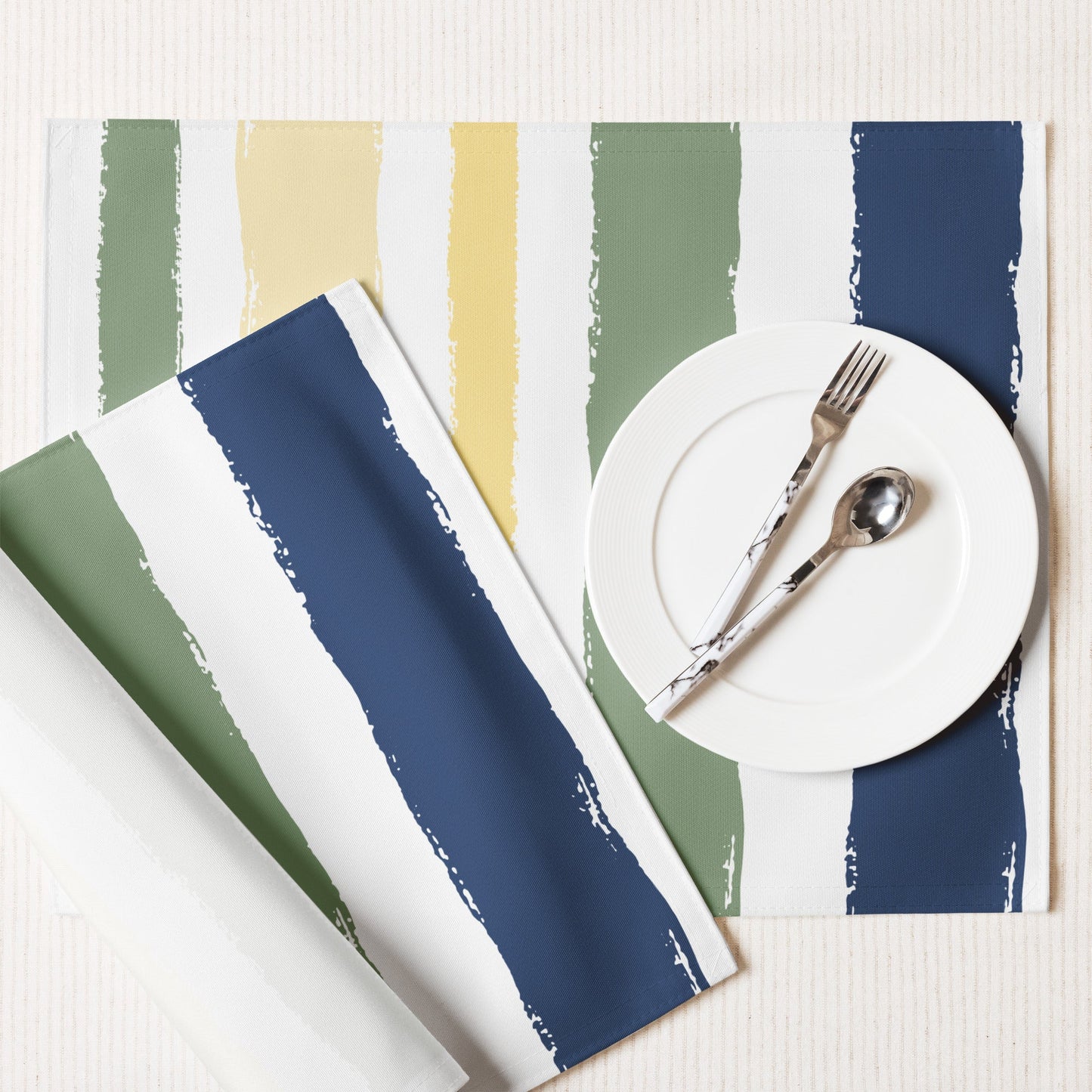 Placemat Set with Hand-painted Brush Stroke Print, CABS-1050