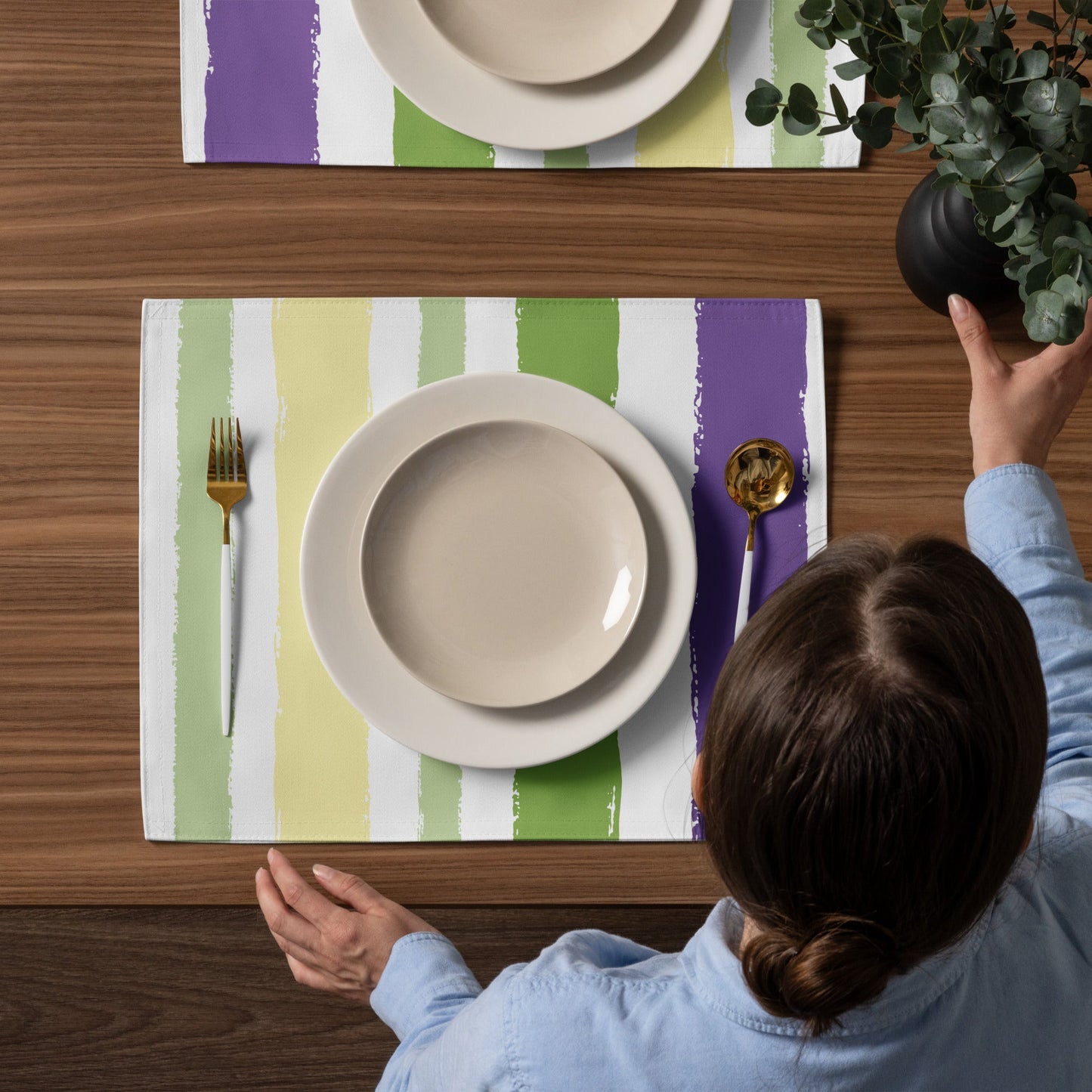 Placemat Set with Hand-painted Brush Stroke Print, CABS-1060