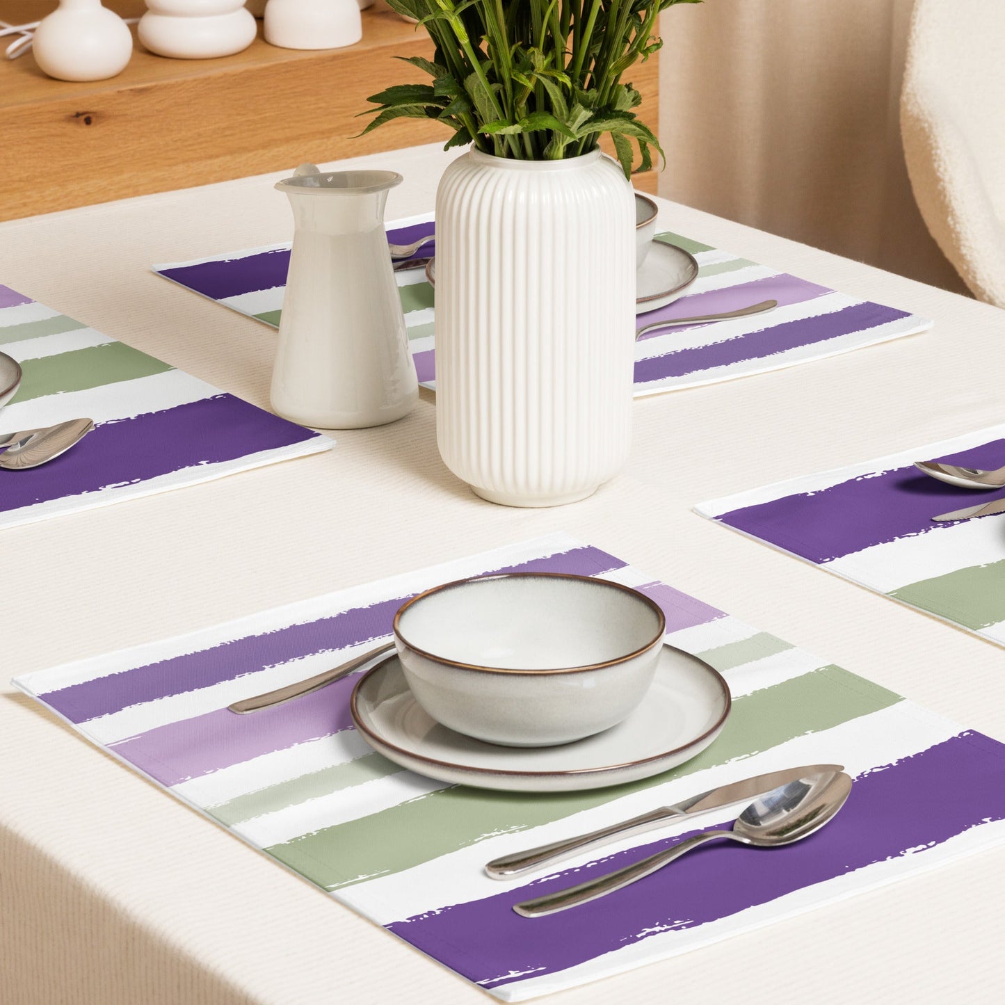 Placemat Set with Hand-painted Brush Stroke Print, CABS-1070