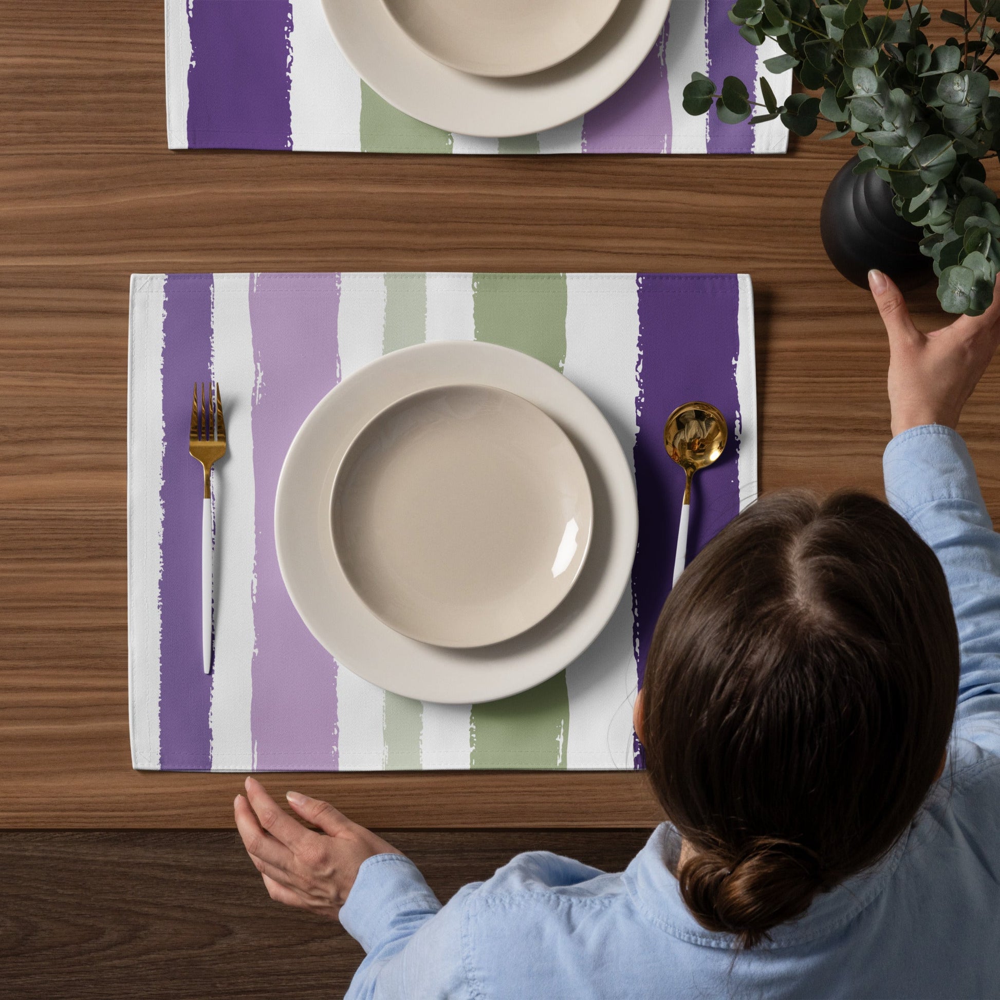 Placemat Set with Hand-painted Brush Stroke Print, CABS-1070