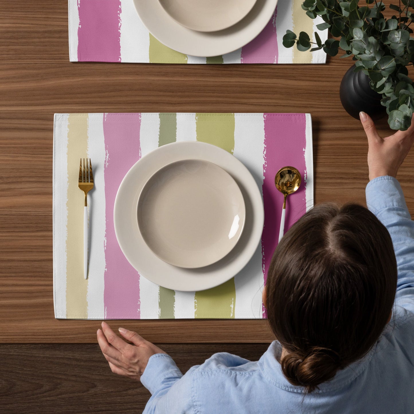 Placemat Set with Hand-painted Brush Stroke Print, CABS-1080