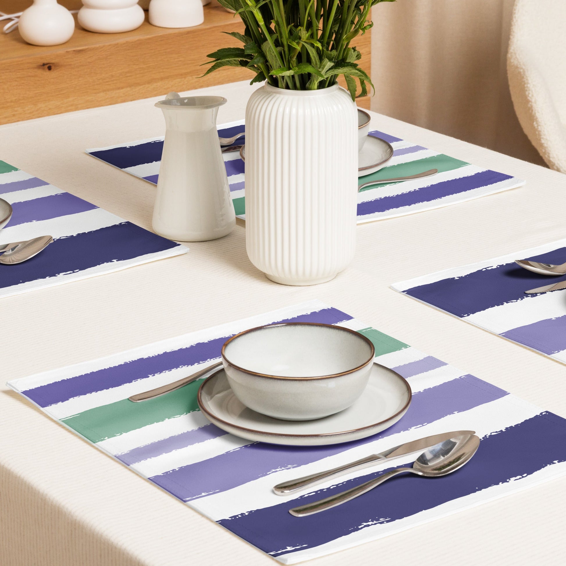 Placemat Set with Hand-painted Brush Stroke Print, CABS-1090