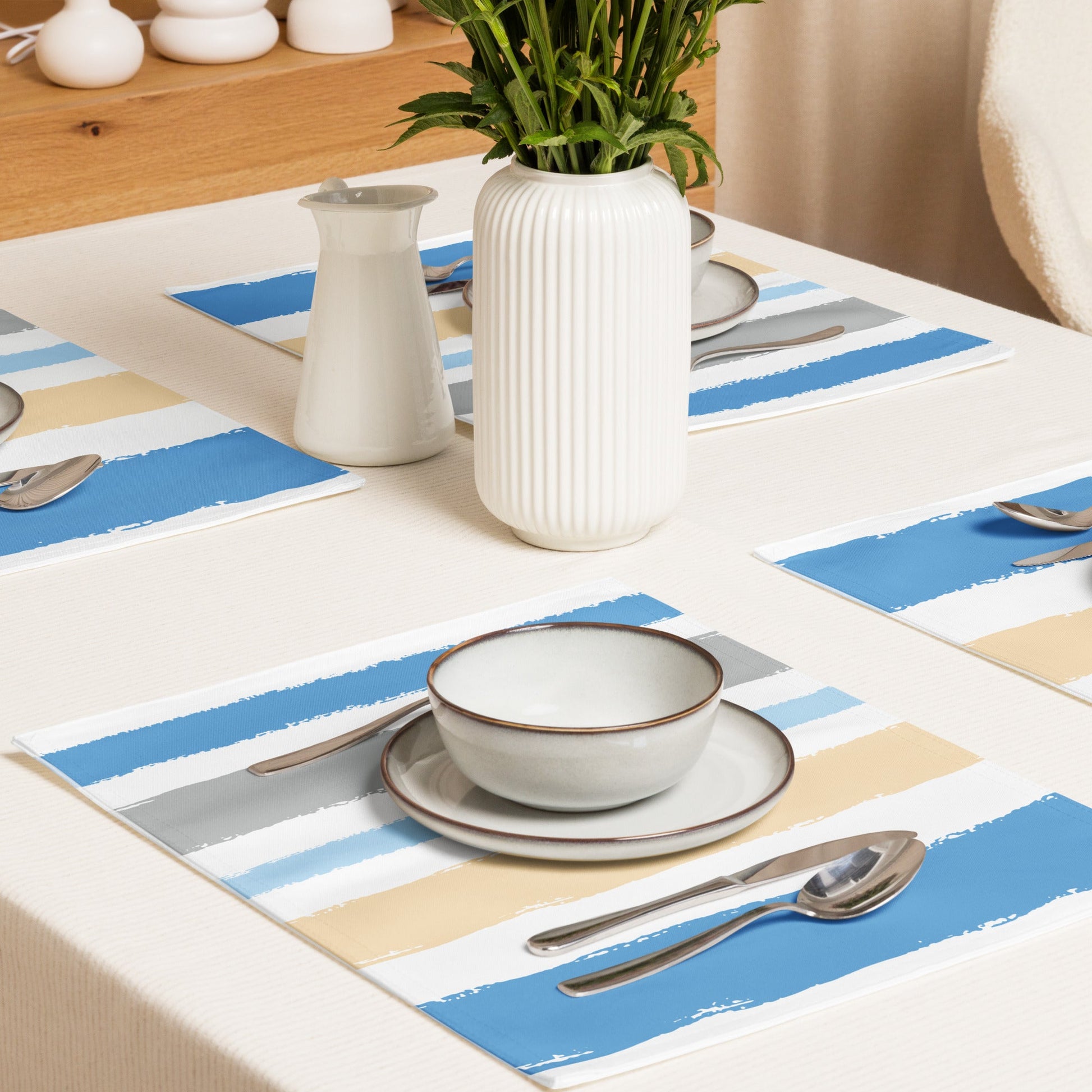 Placemat Set with Hand-painted Brush Stroke Print, CABS-1100