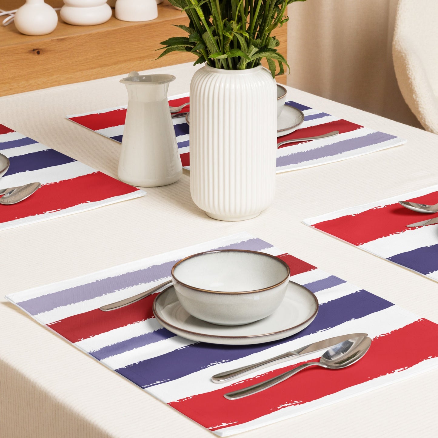 Placemat Set with Hand-painted Brush Stroke Print, CABS-1110