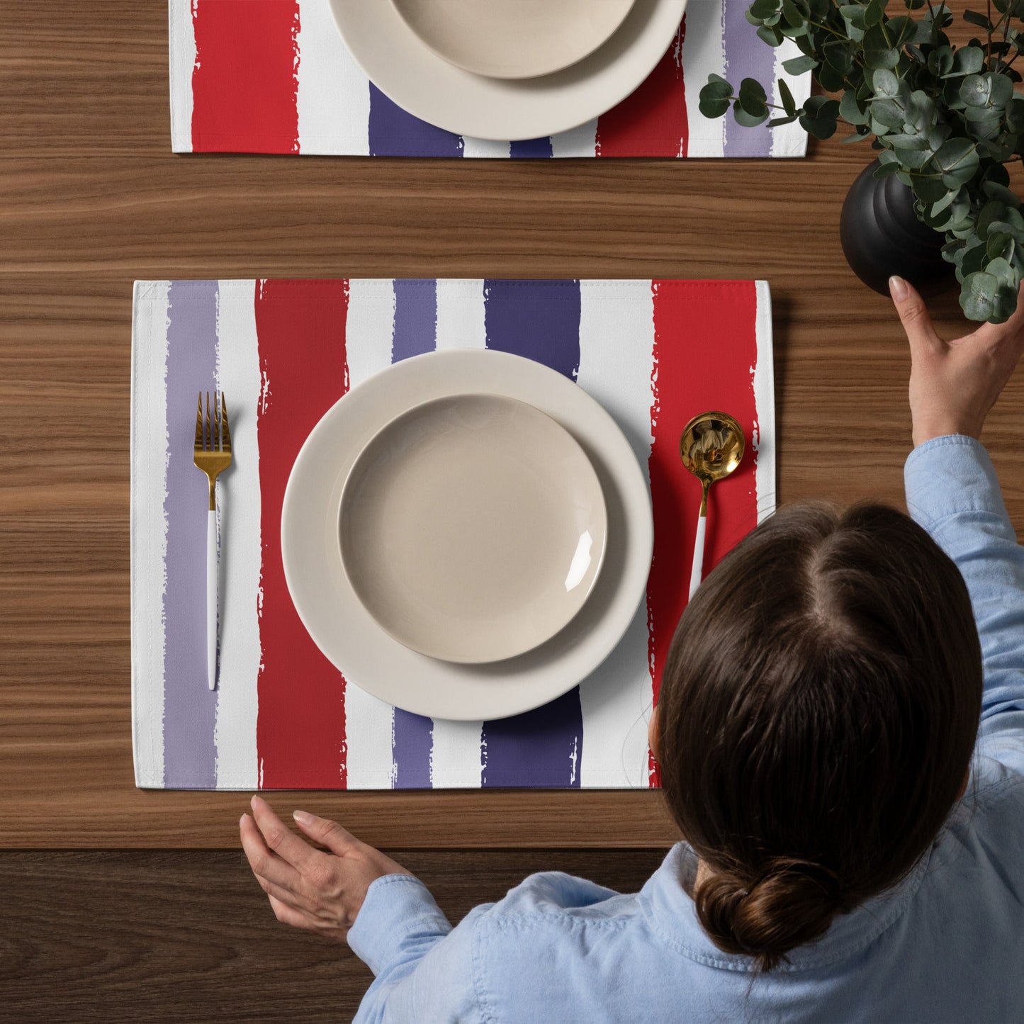 Placemat Set with Hand-painted Brush Stroke Print, CABS-1110