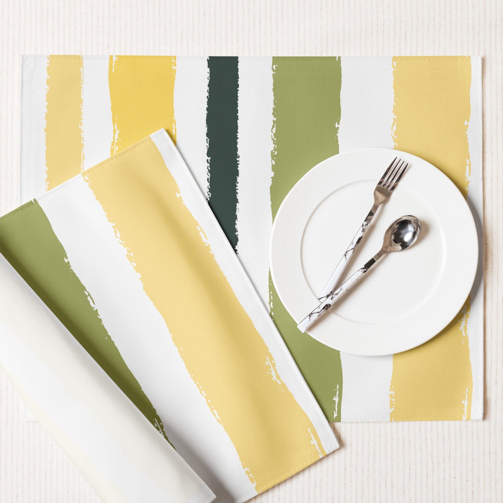 Placemat Set with Hand-painted Brush Stroke Print, CABS-1120