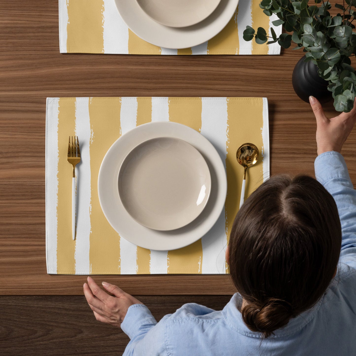 Placemat Set with Hand-painted Brush Stroke Print, CABS-1131