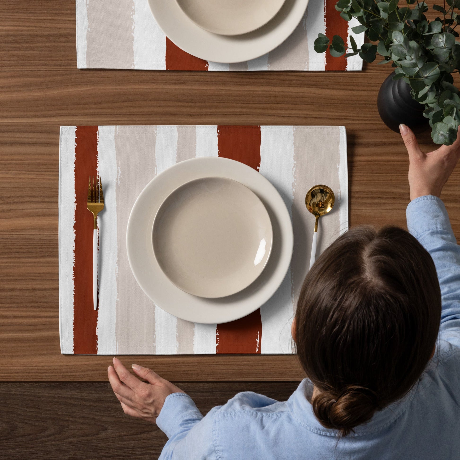 Placemat Set with Hand-painted Brush Stroke Print, CABS-1134