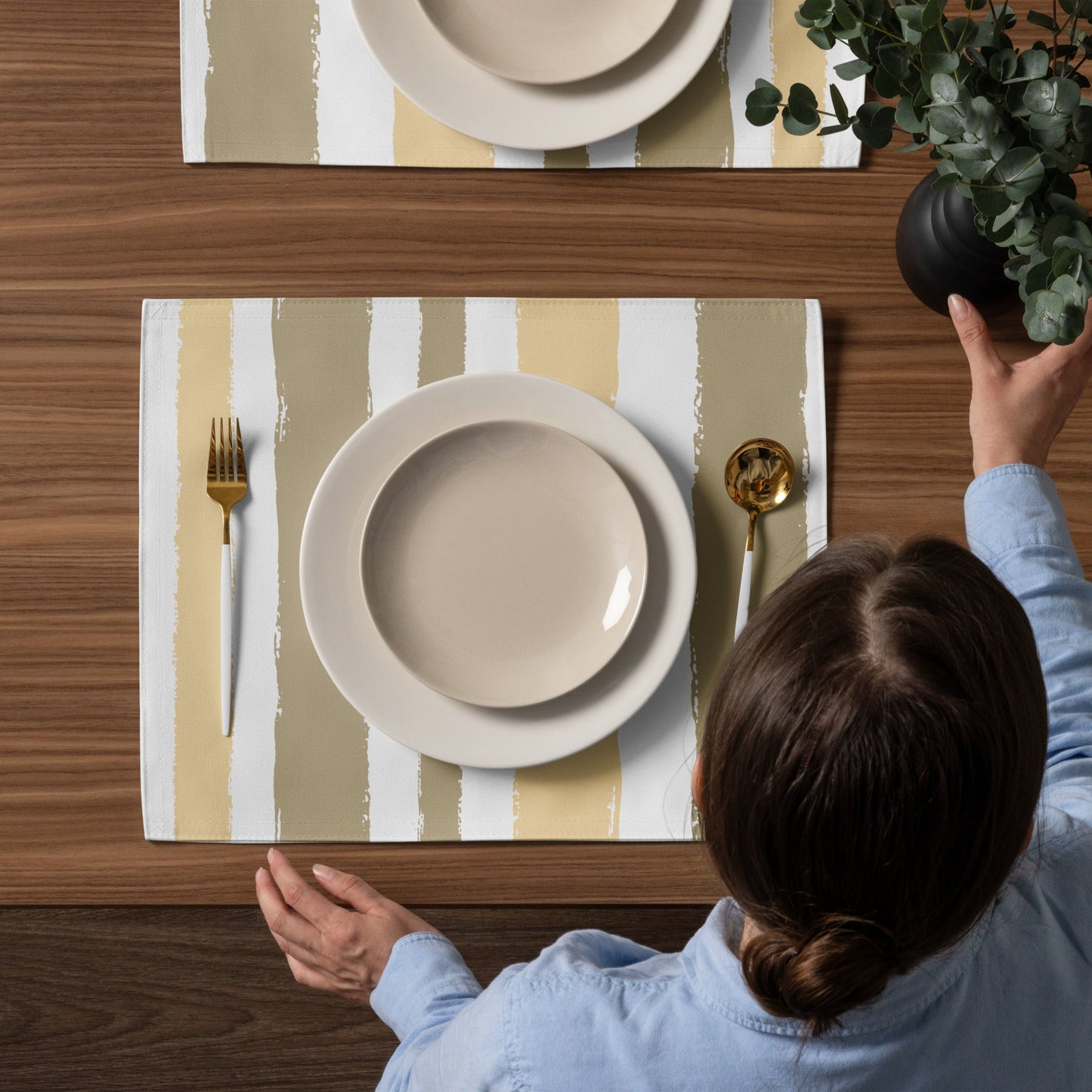 Placemat Set with Hand-painted Brush Stroke Print, CABS-1136