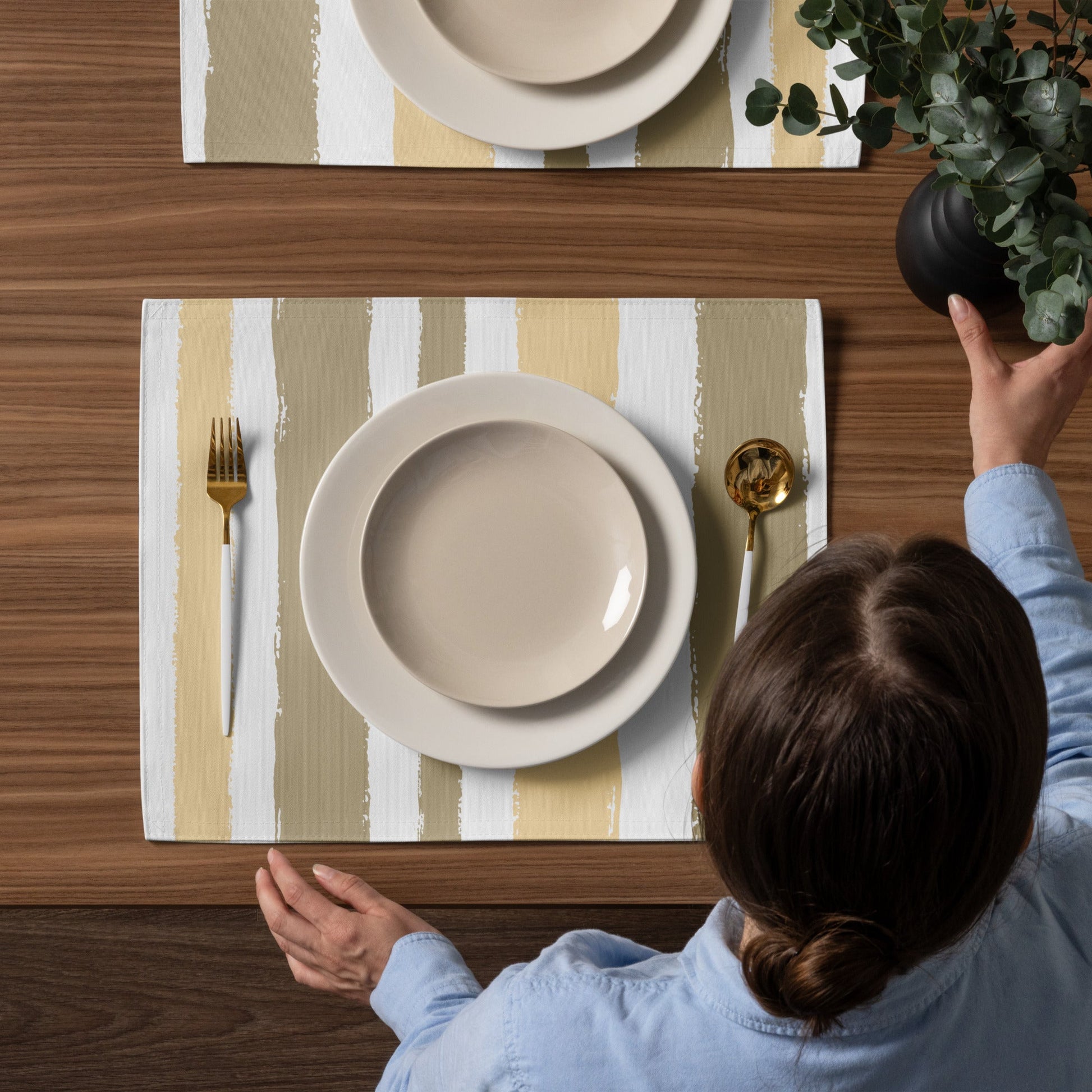 Placemat Set with Hand-painted Brush Stroke Print, CABS-1136