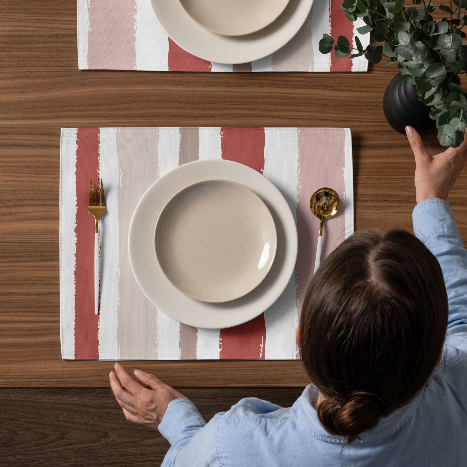 Placemat Set with Hand-painted Brush Stroke Print, CABS-1137