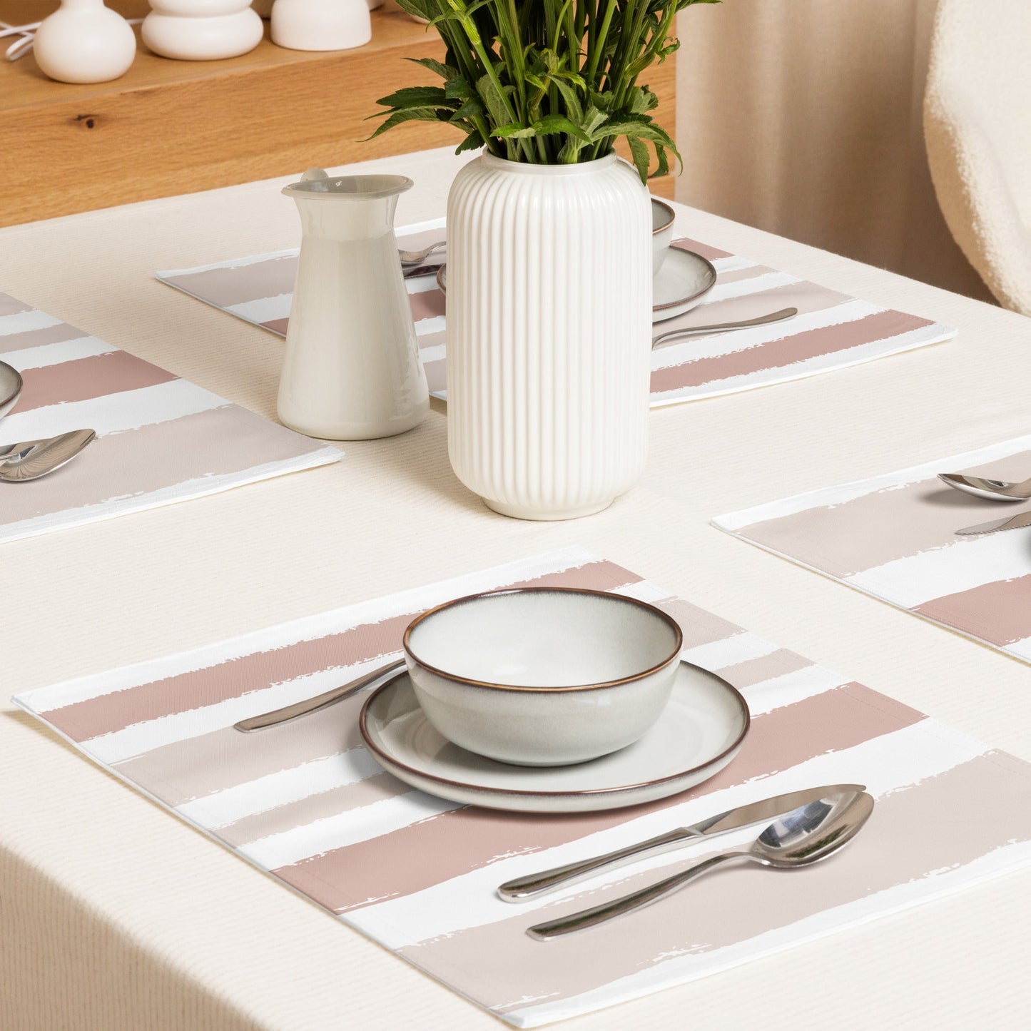 Placemat Set with Hand-painted Brush Stroke Print, CABS-1139