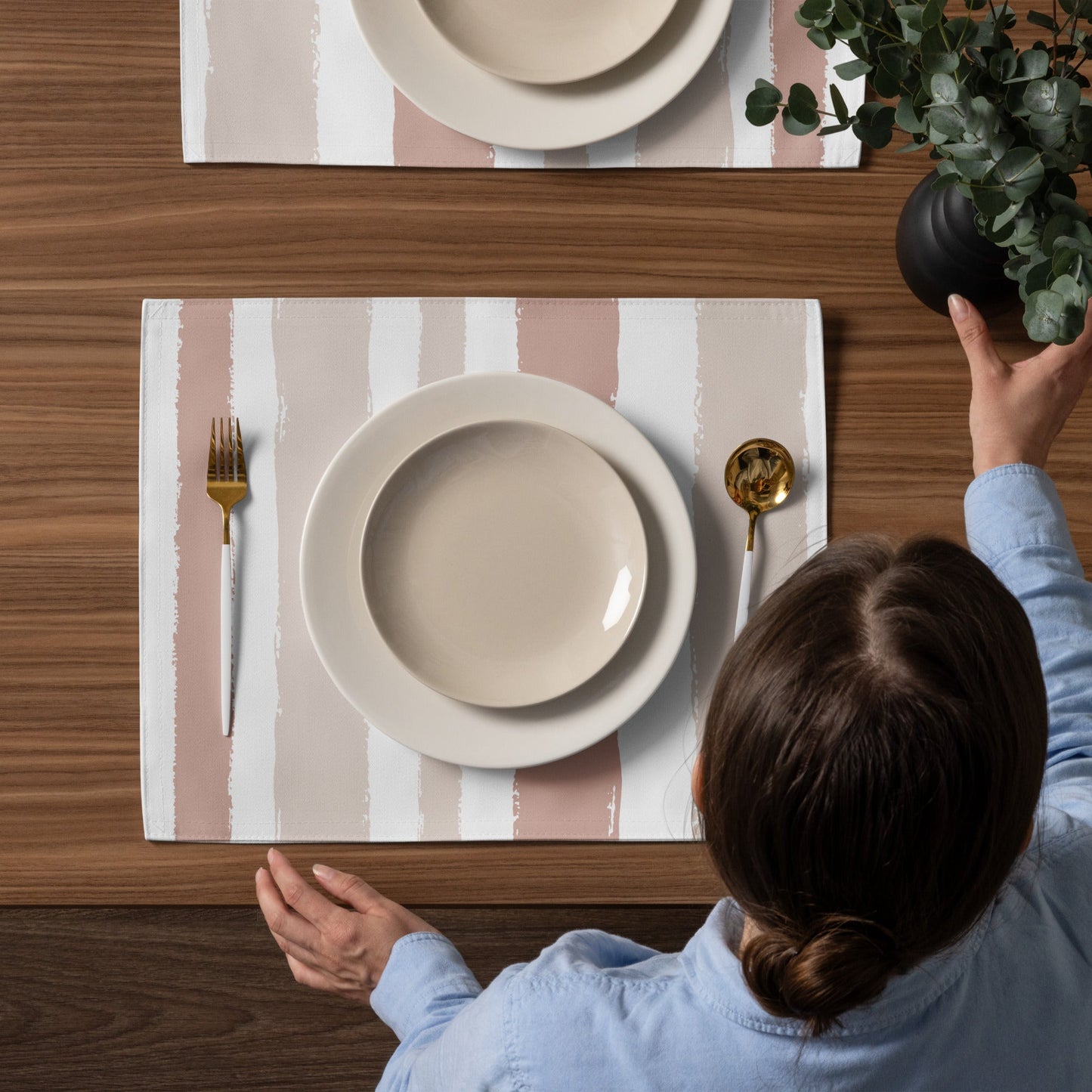 Placemat Set with Hand-painted Brush Stroke Print, CABS-1139