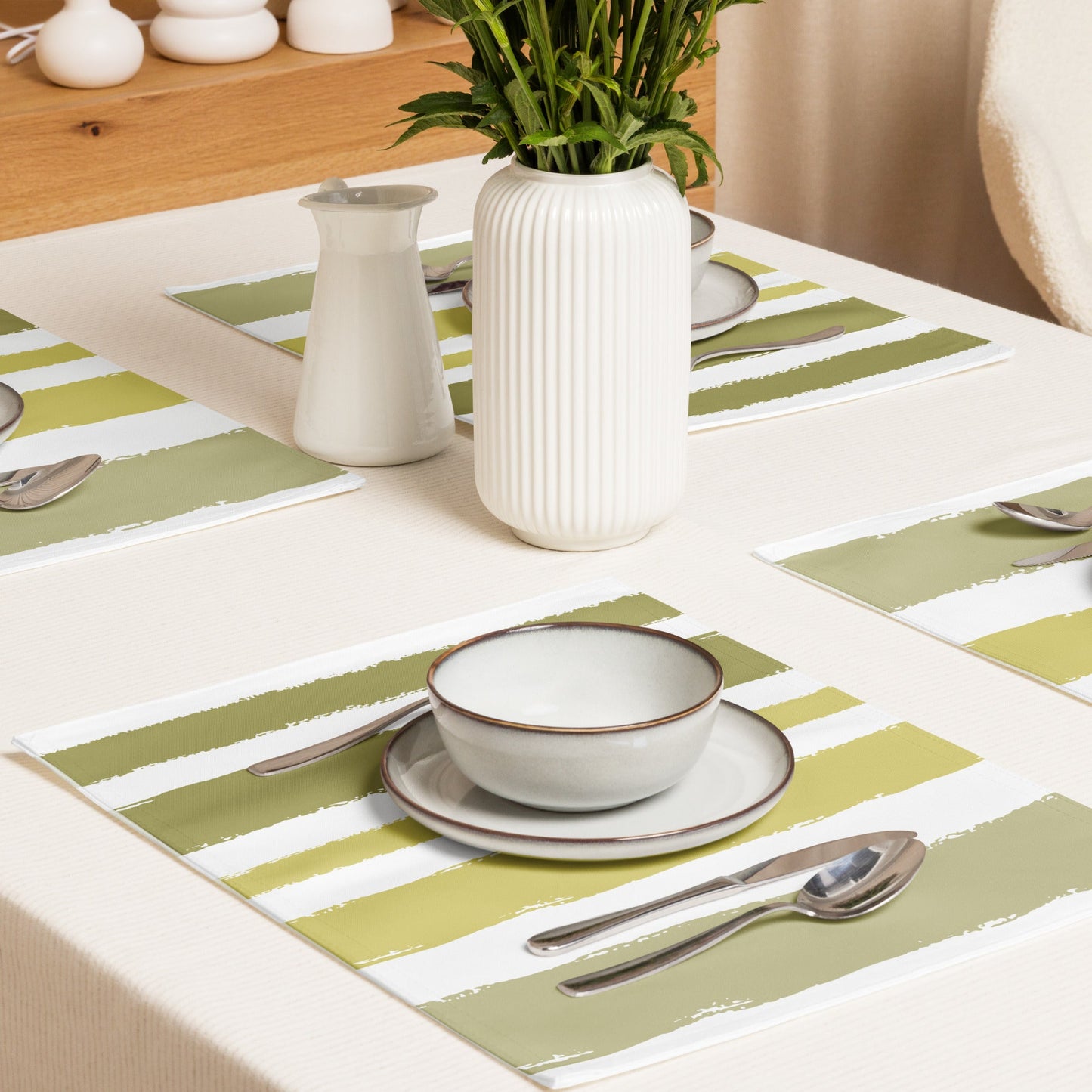 Placemat Set with Hand-painted Brush Stroke Print, CABS-1142