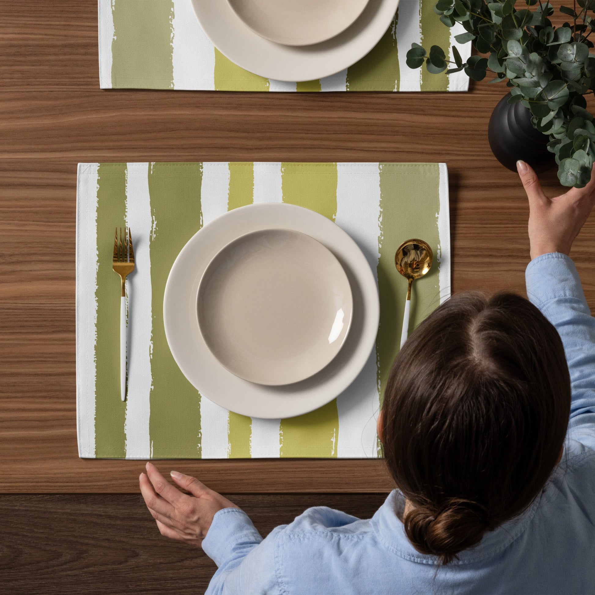 Placemat Set with Hand-painted Brush Stroke Print, CABS-1142