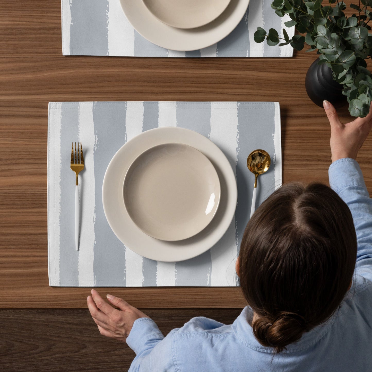 Placemat Set with Hand-painted Brush Stroke Print, CABS-1151