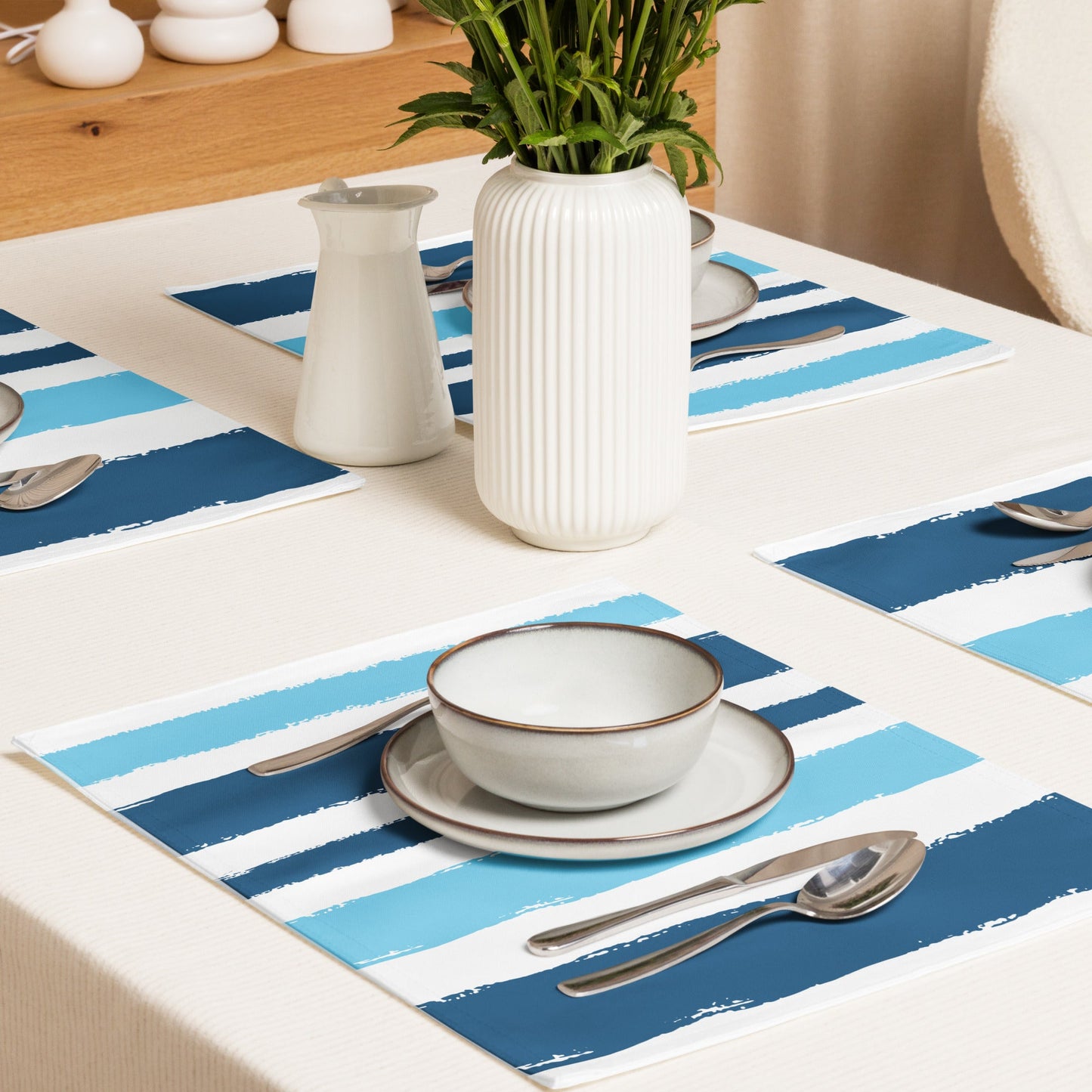 Placemat Set with Hand-painted Brush Stroke Print, CABS-1153
