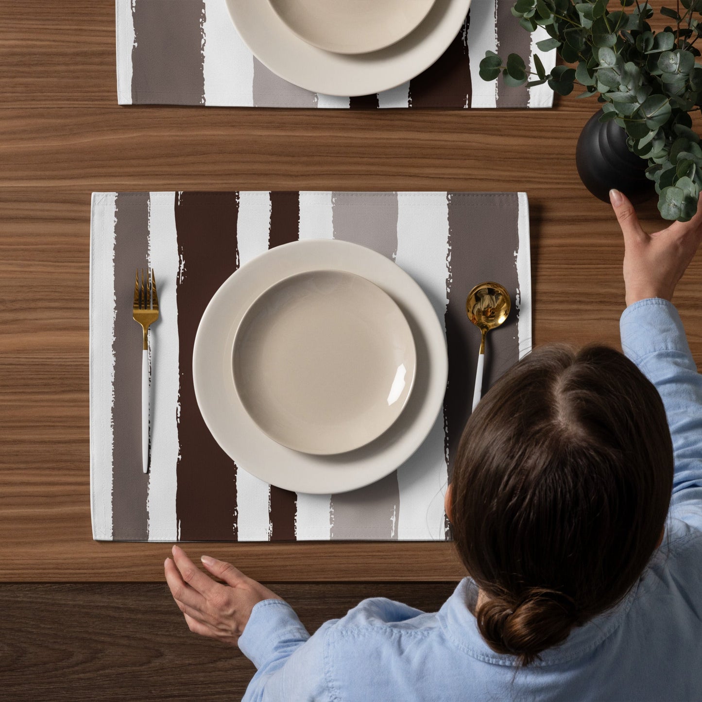 Placemat Set with Hand-painted Brush Stroke Print, CABS-1161