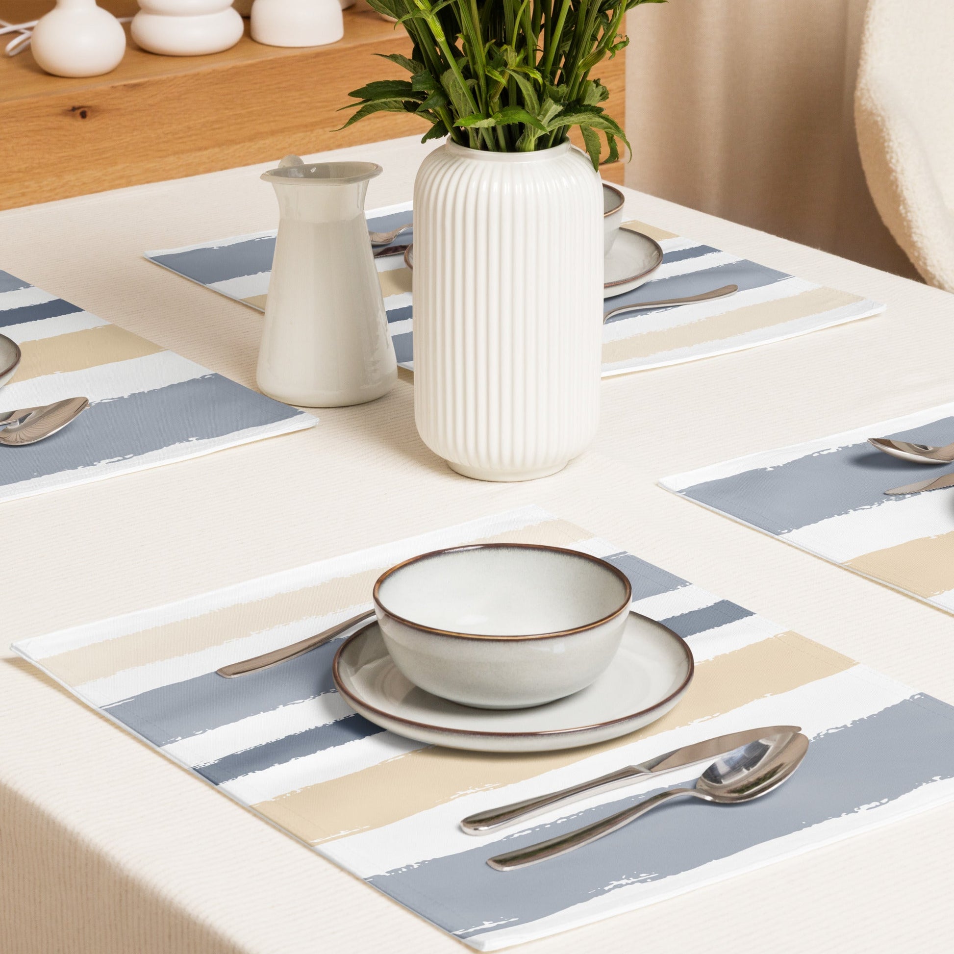Placemat Set with Hand-painted Brush Stroke Print, CABS-1163