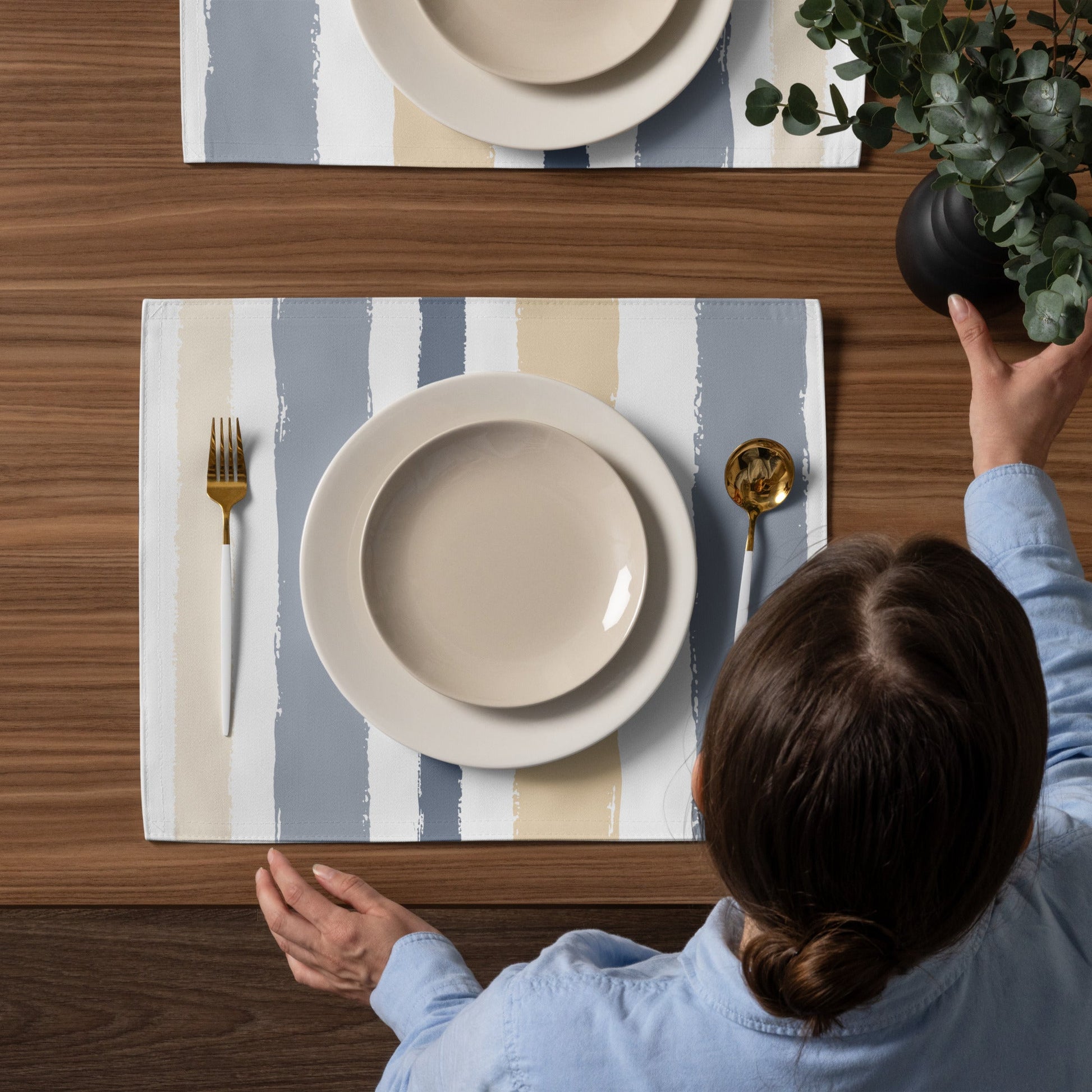 Placemat Set with Hand-painted Brush Stroke Print, CABS-1163