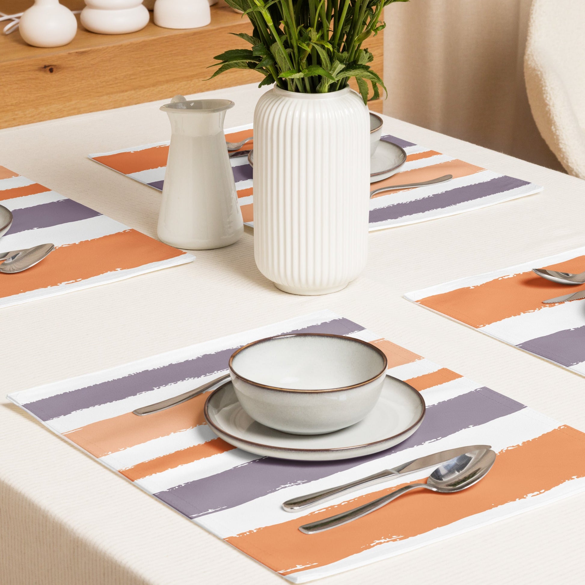 Placemat Set with Hand-painted Brush Stroke Print, CABS-1181