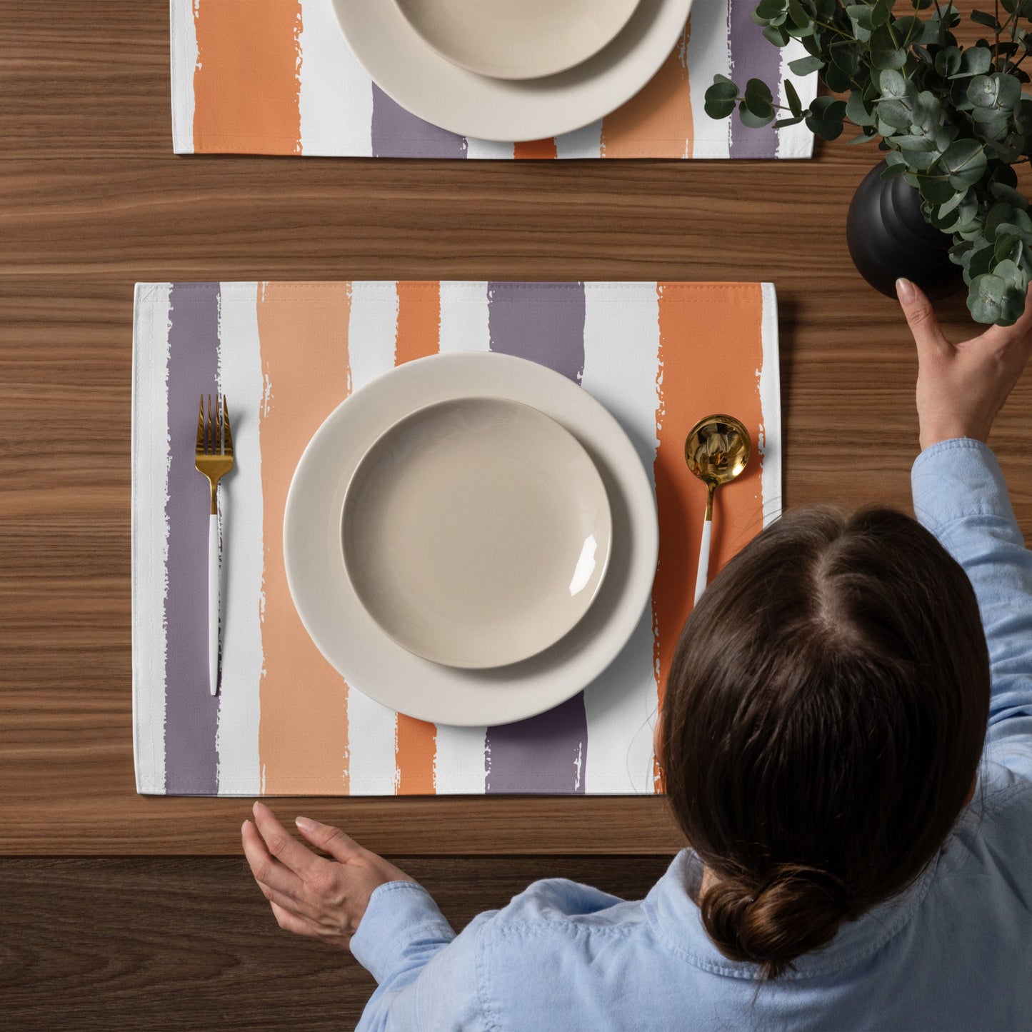 Placemat Set with Hand-painted Brush Stroke Print, CABS-1181