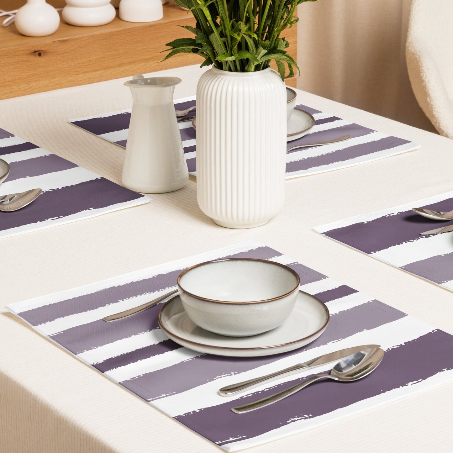 Placemat Set with Hand-painted Brush Stroke Print, CABS-1182