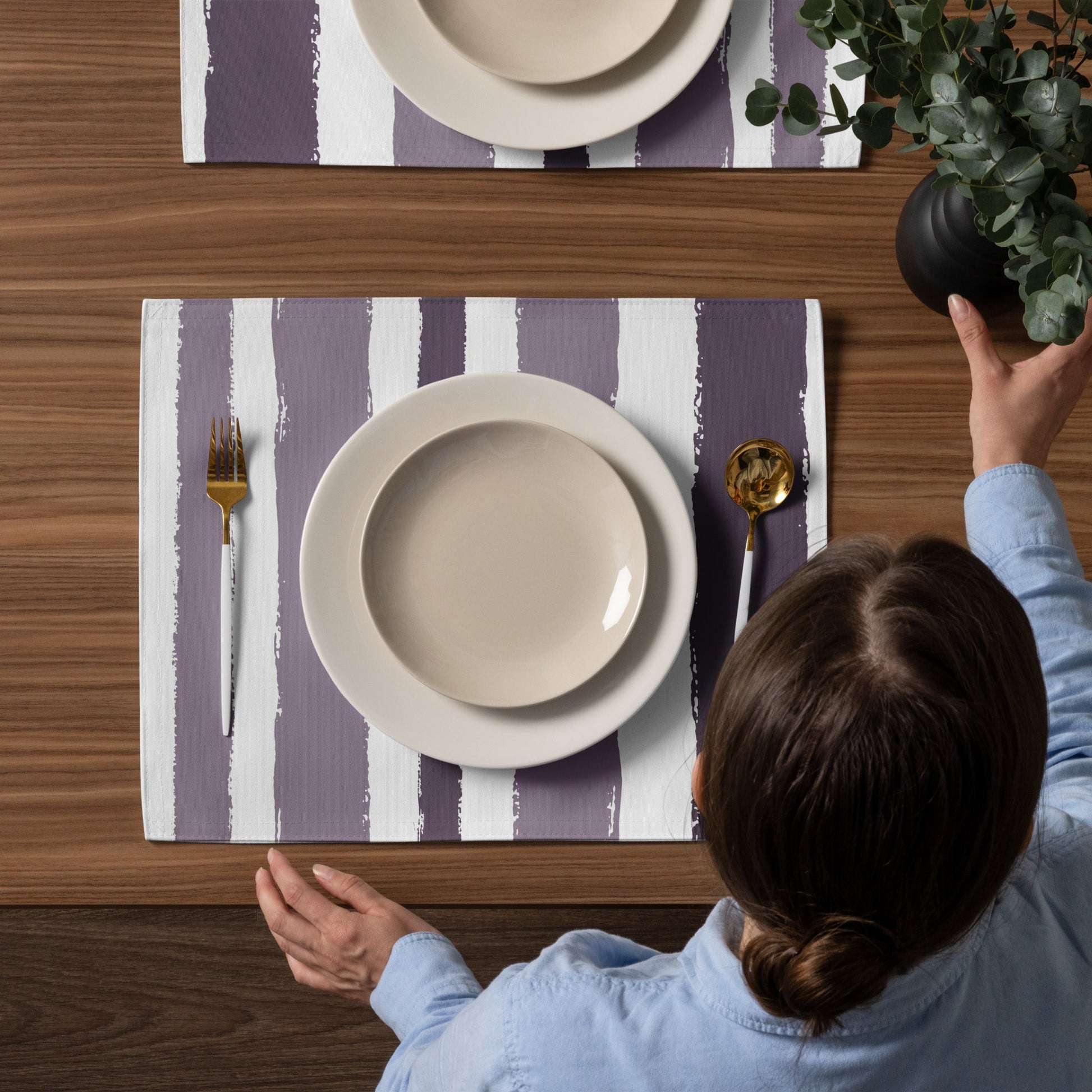 Placemat Set with Hand-painted Brush Stroke Print, CABS-1182