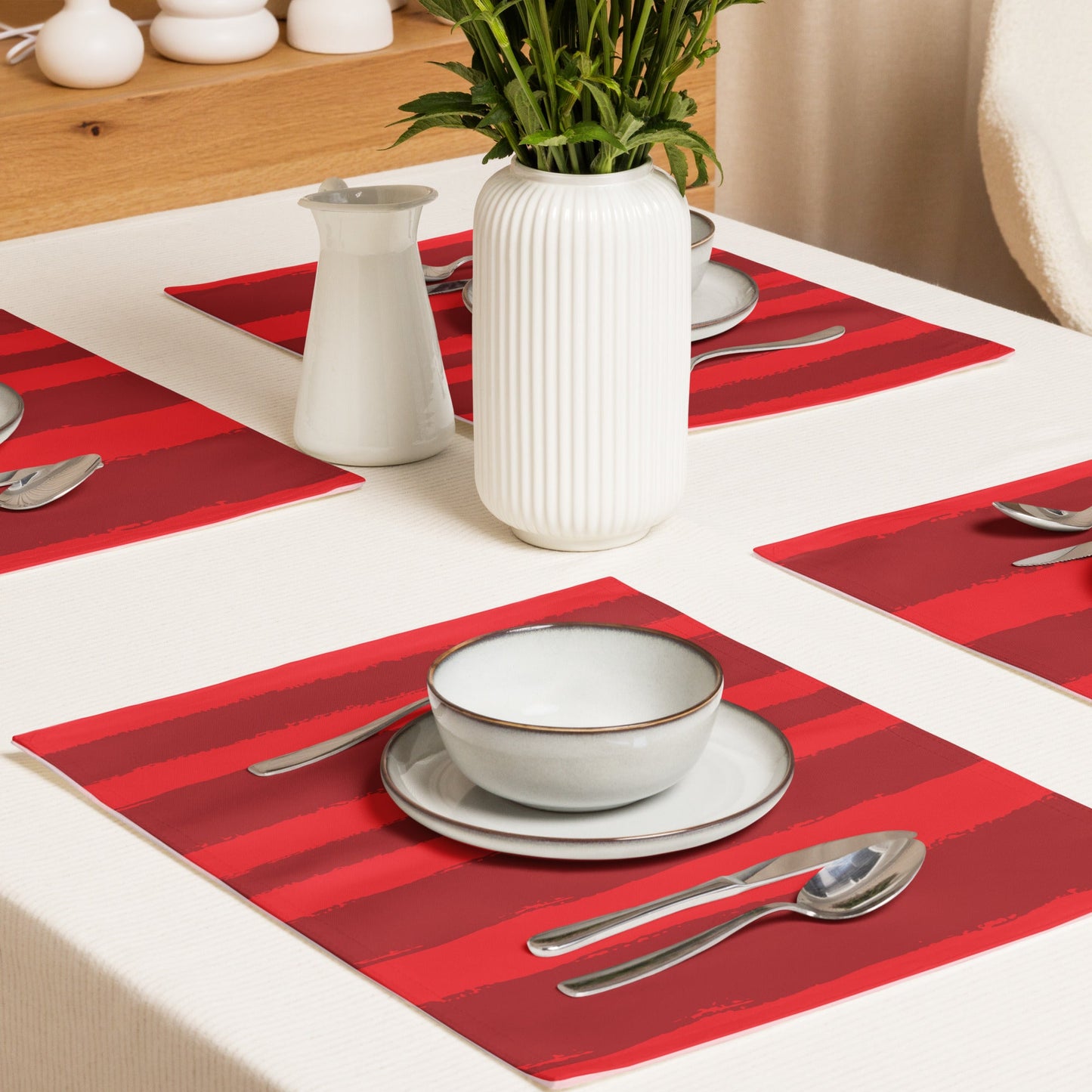 Placemat Set with Hand-painted Brush Stroke Print, CABS-1191