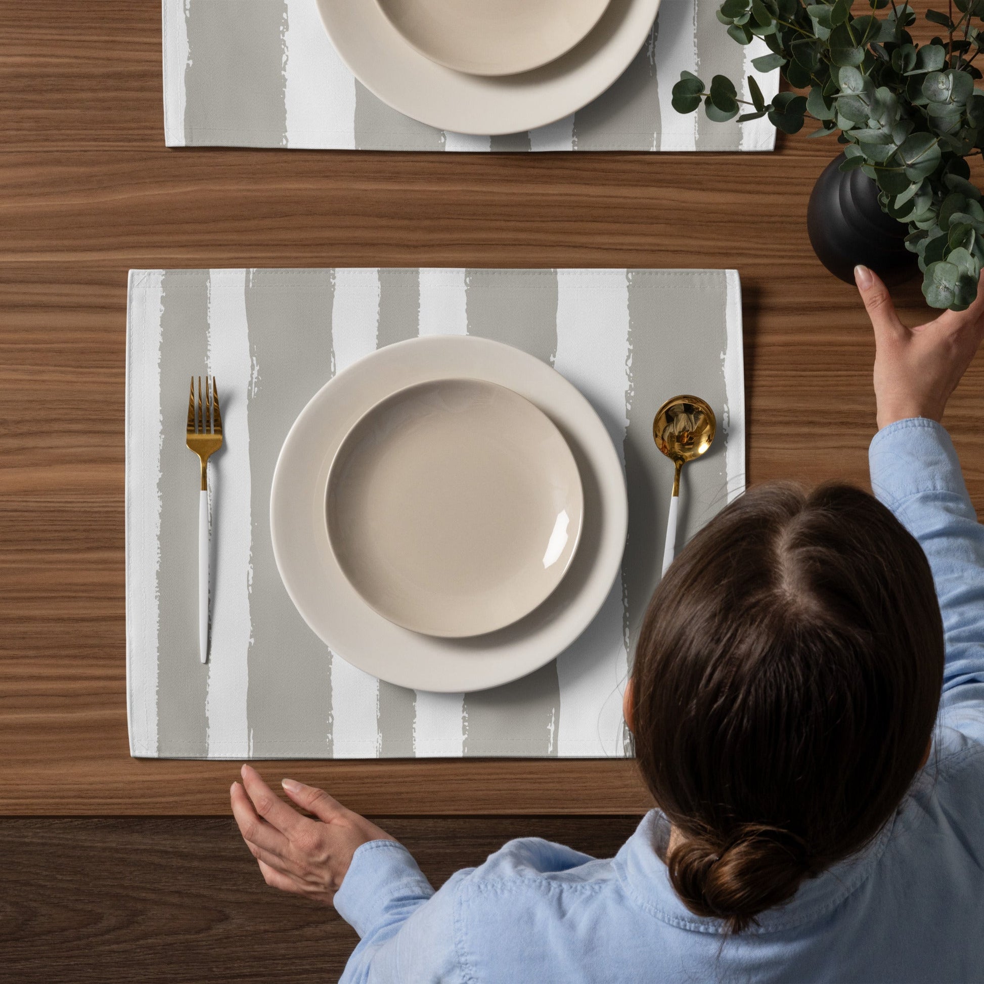 Placemat Set with Hand-painted Brush Stroke Print, CABS-1193