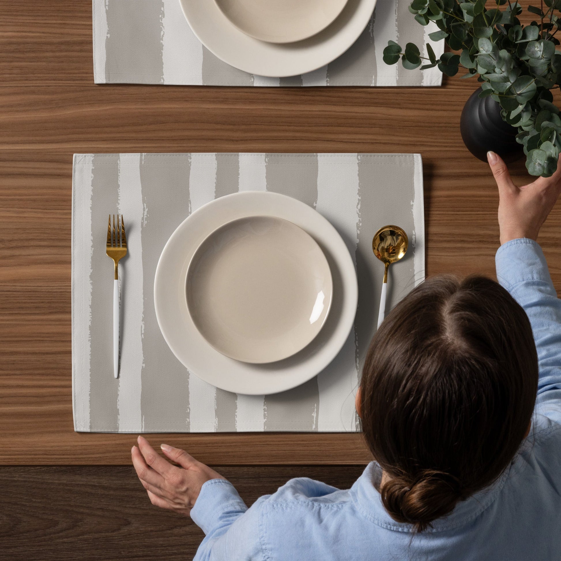 Placemat Set with Hand-painted Brush Stroke Print, CABS-1202
