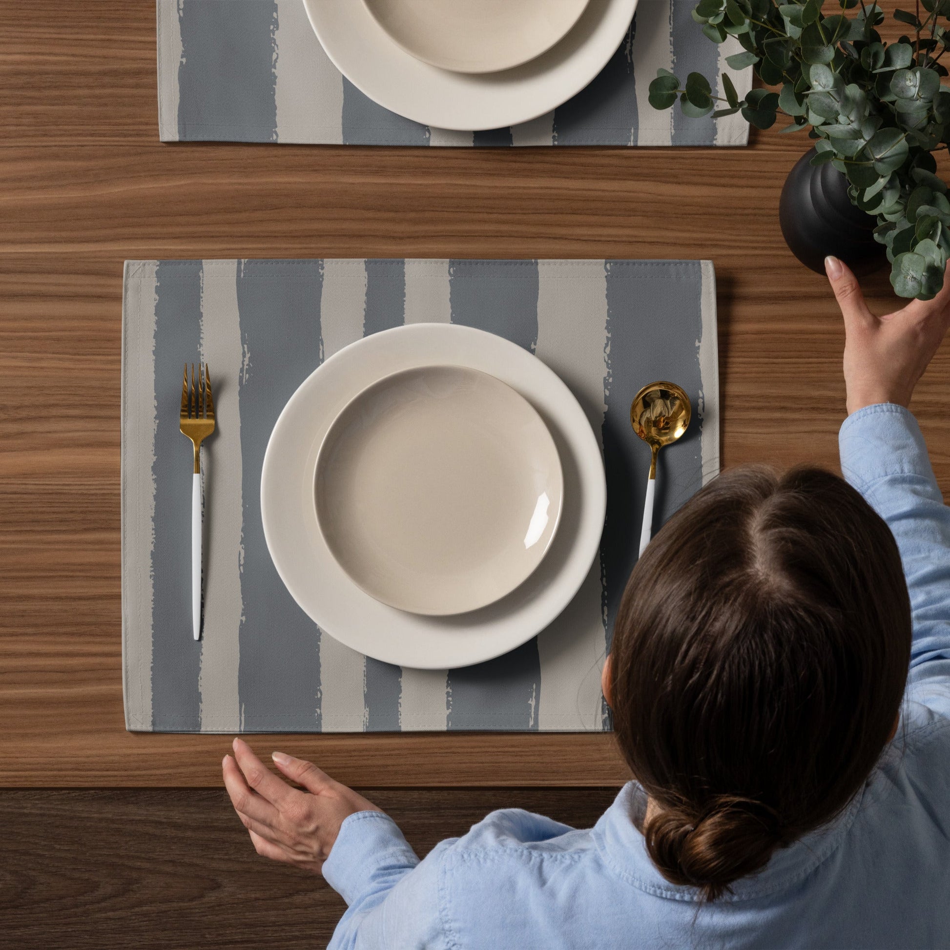 Placemat Set with Hand-painted Brush Stroke Print, CABS-1203