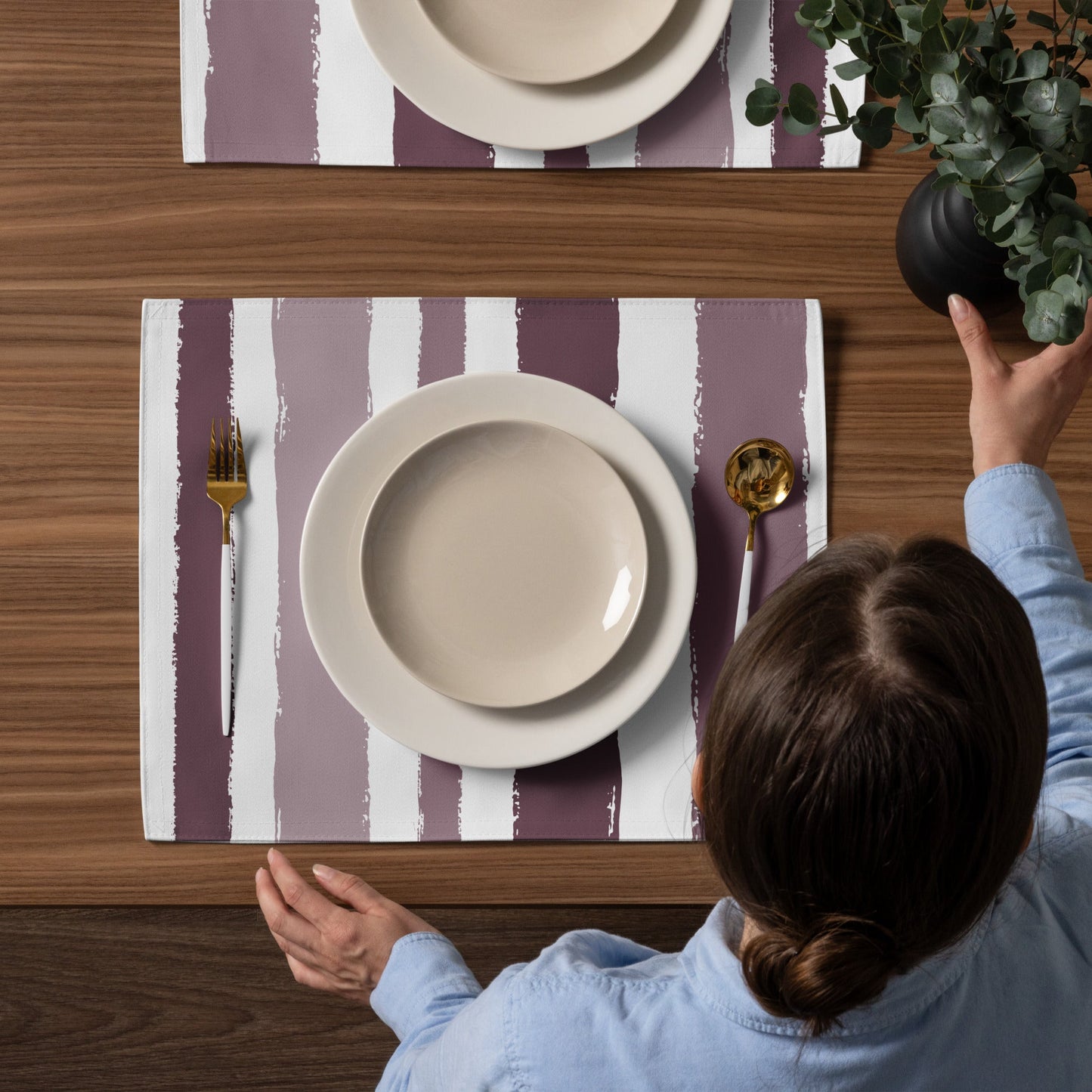 Placemat Set with Hand-painted Brush Stroke Print, CABS-1211