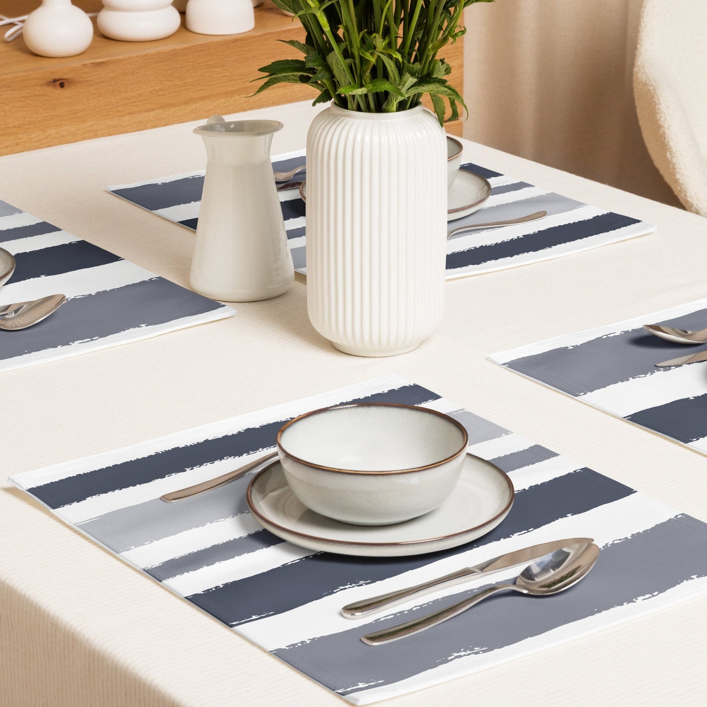 Placemat Set with Hand-painted Brush Stroke Print, CABS-1212