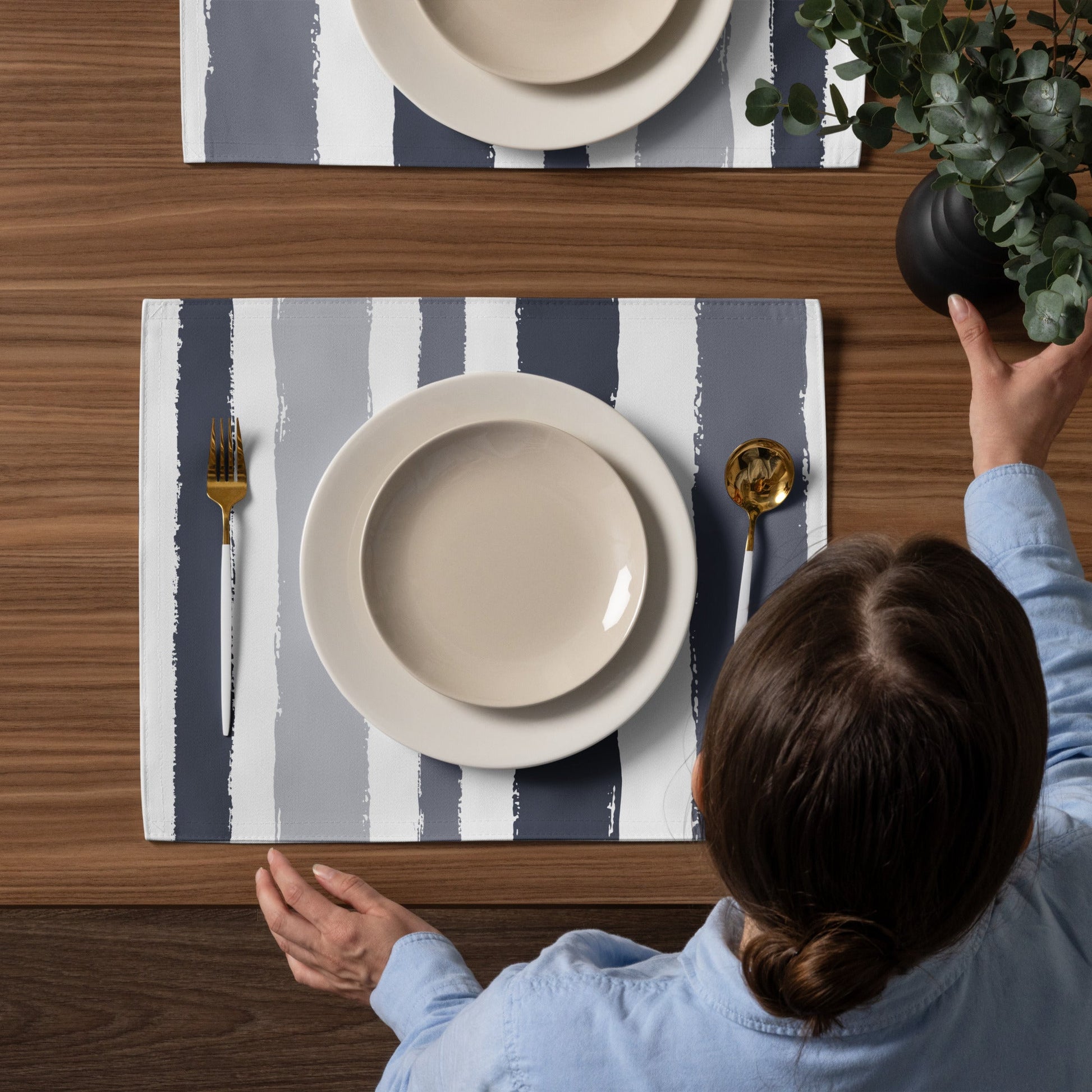 Placemat Set with Hand-painted Brush Stroke Print, CABS-1212