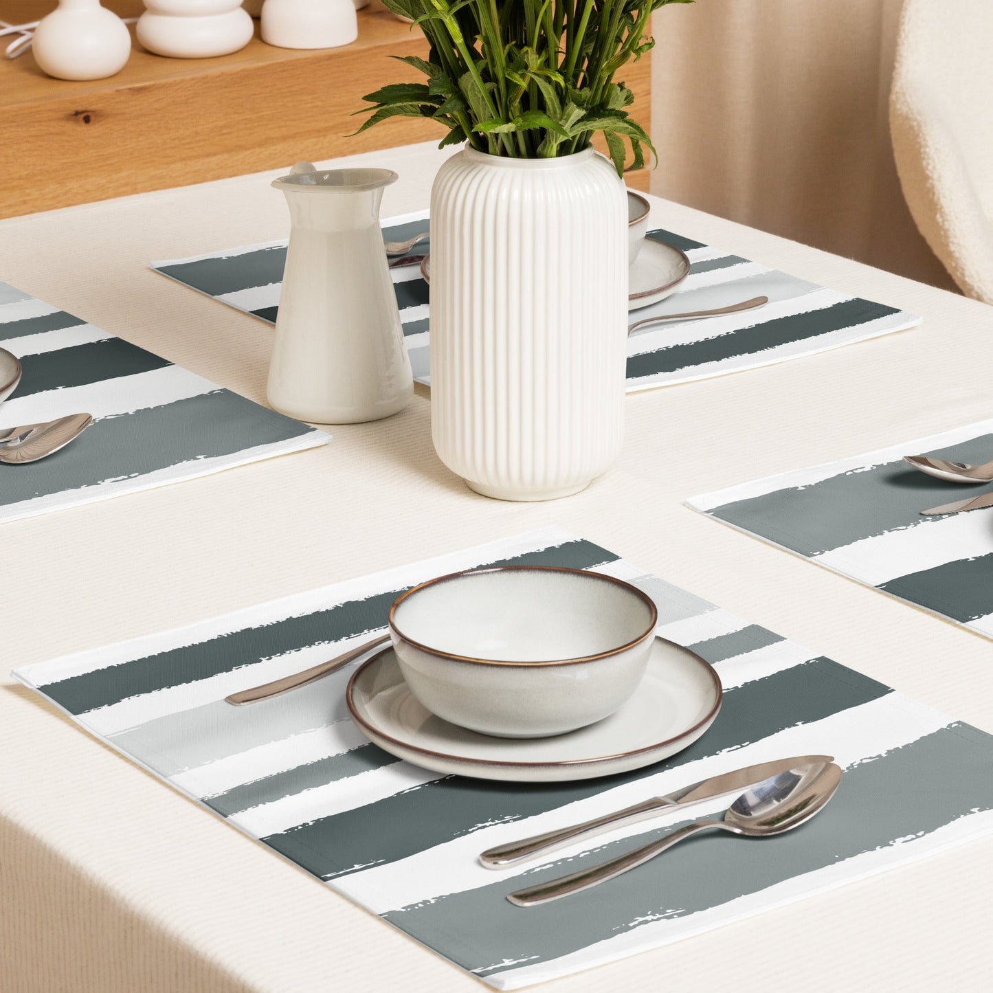 Placemat Set with Hand-painted Brush Stroke Print, CABS-1213