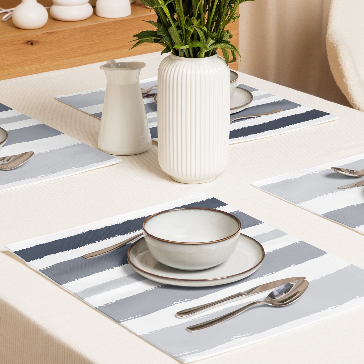 Placemat Set with Hand-painted Brush Stroke Print, CABS-1221
