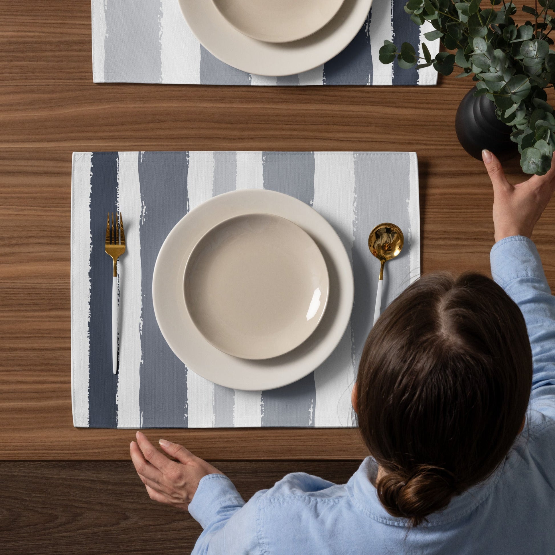 Placemat Set with Hand-painted Brush Stroke Print, CABS-1221