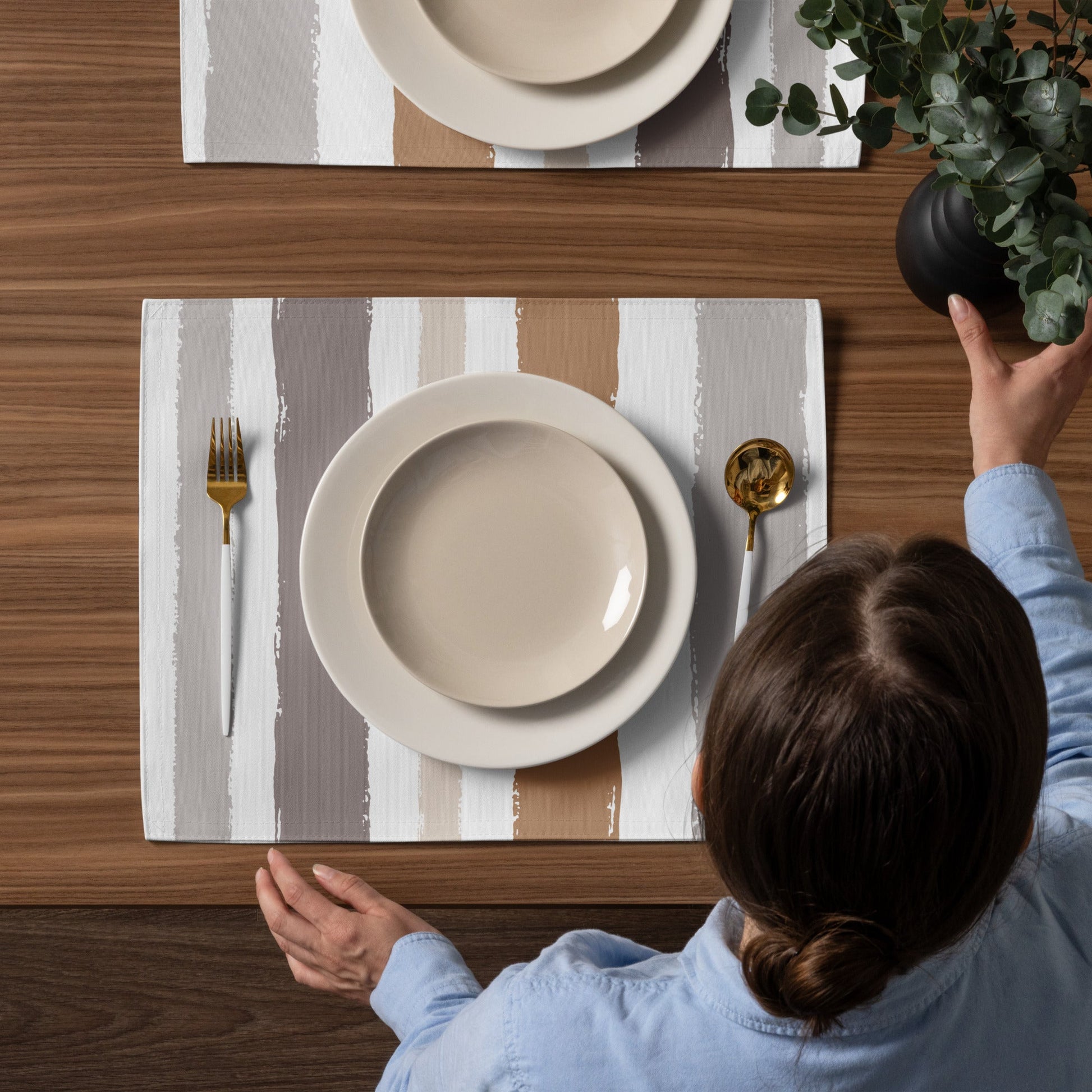 Placemat Set with Hand-painted Brush Stroke Print, CABS-1222