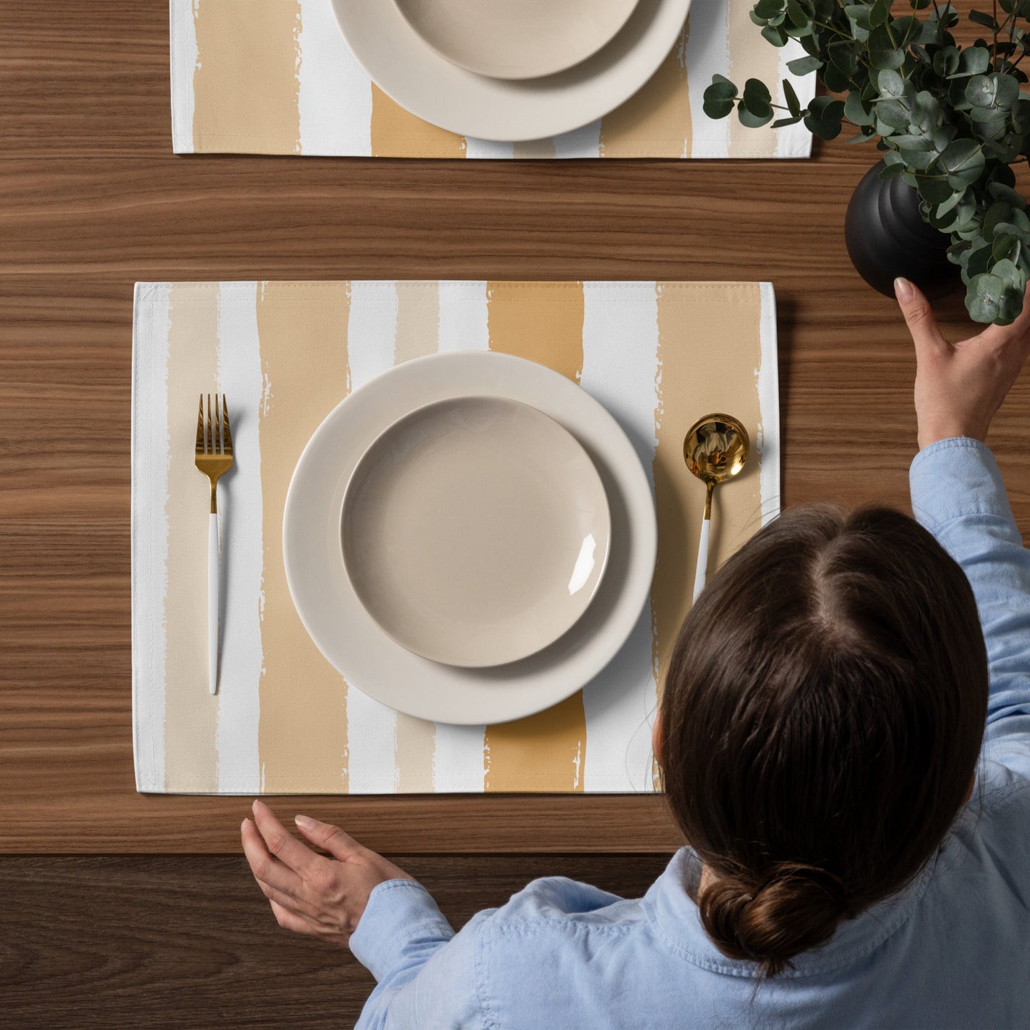 Placemat Set with Hand-painted Brush Stroke Print, CABS-1232