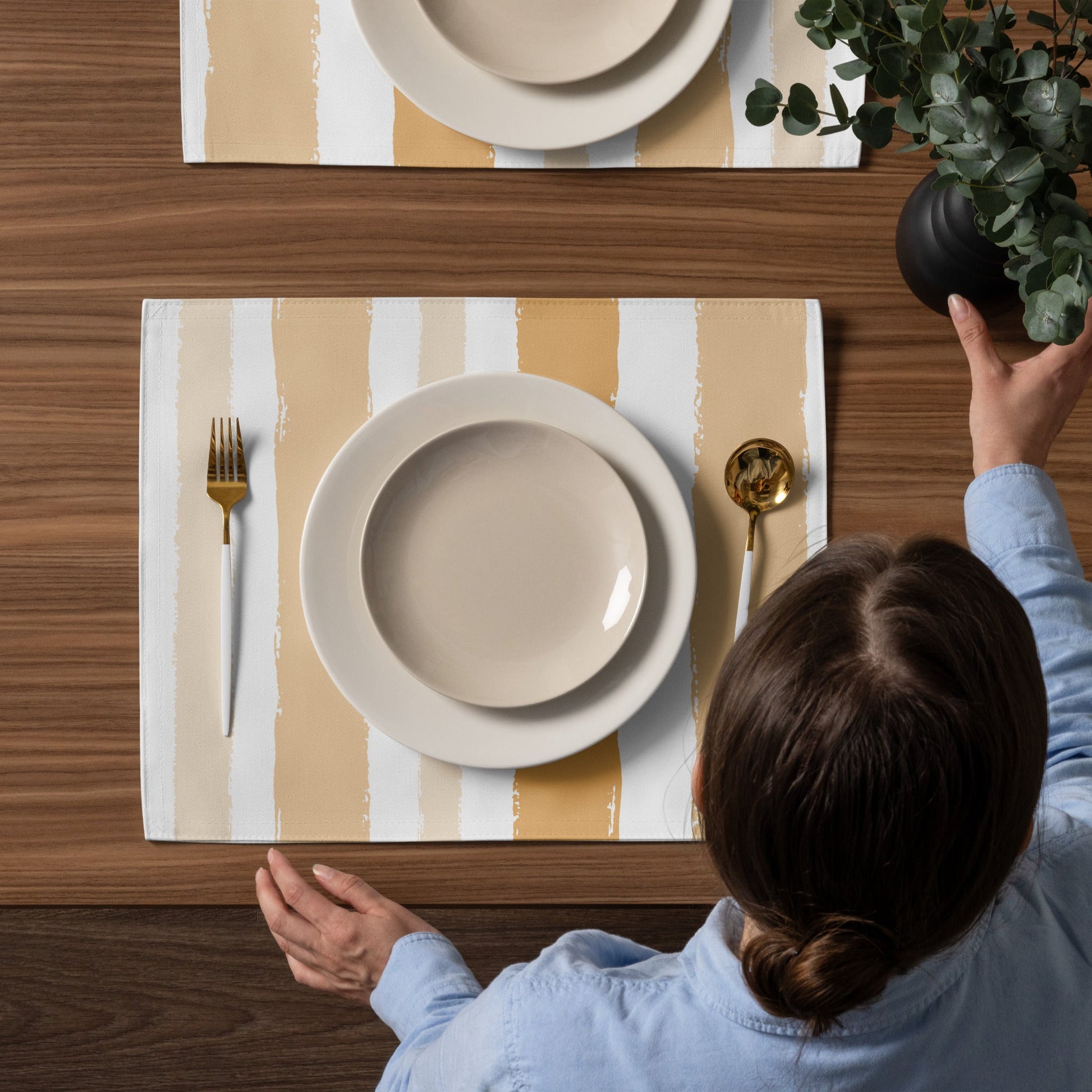 Placemat Set with Hand-painted Brush Stroke Print, CABS-1232