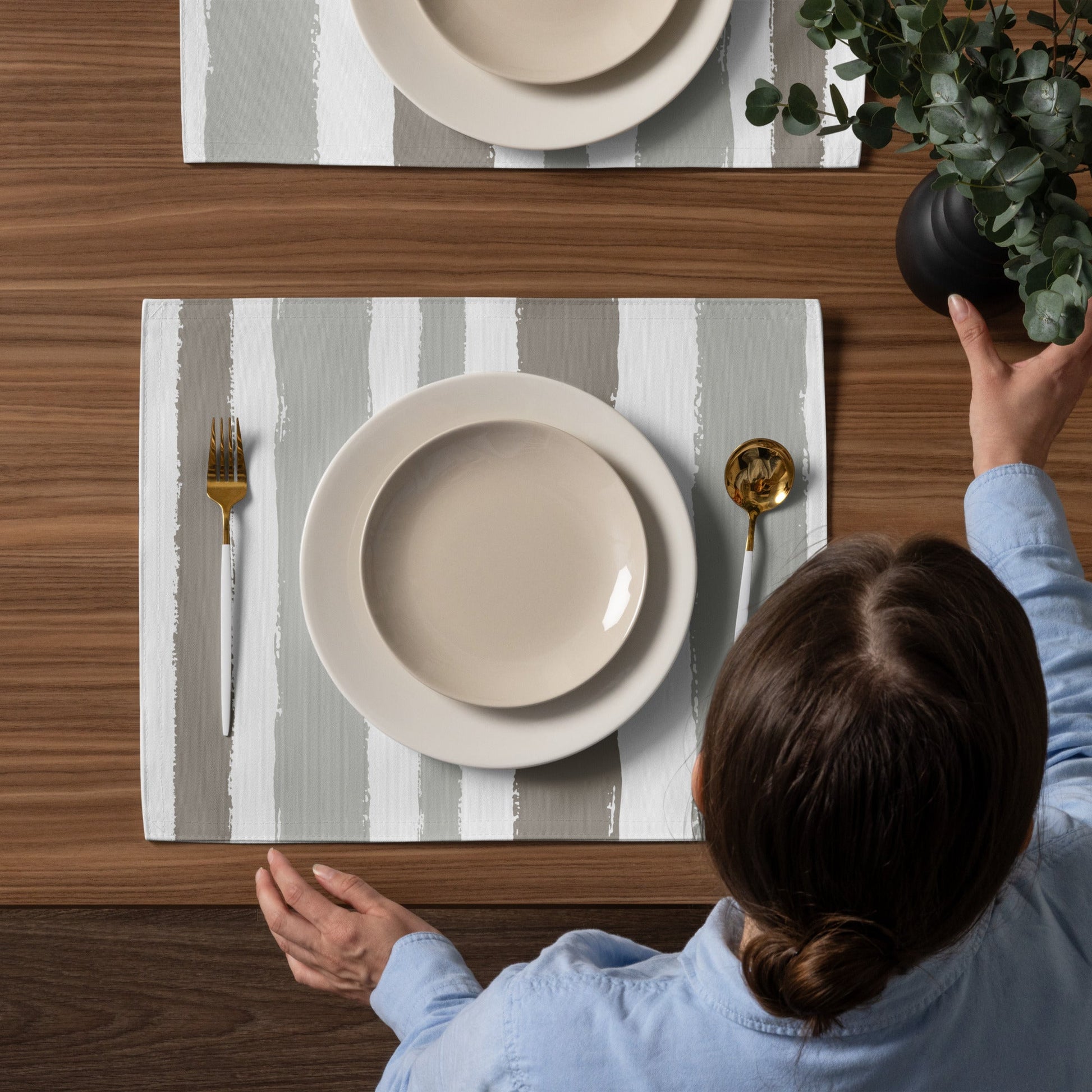 Placemat Set with Hand-painted Brush Stroke Print, CABS-1242
