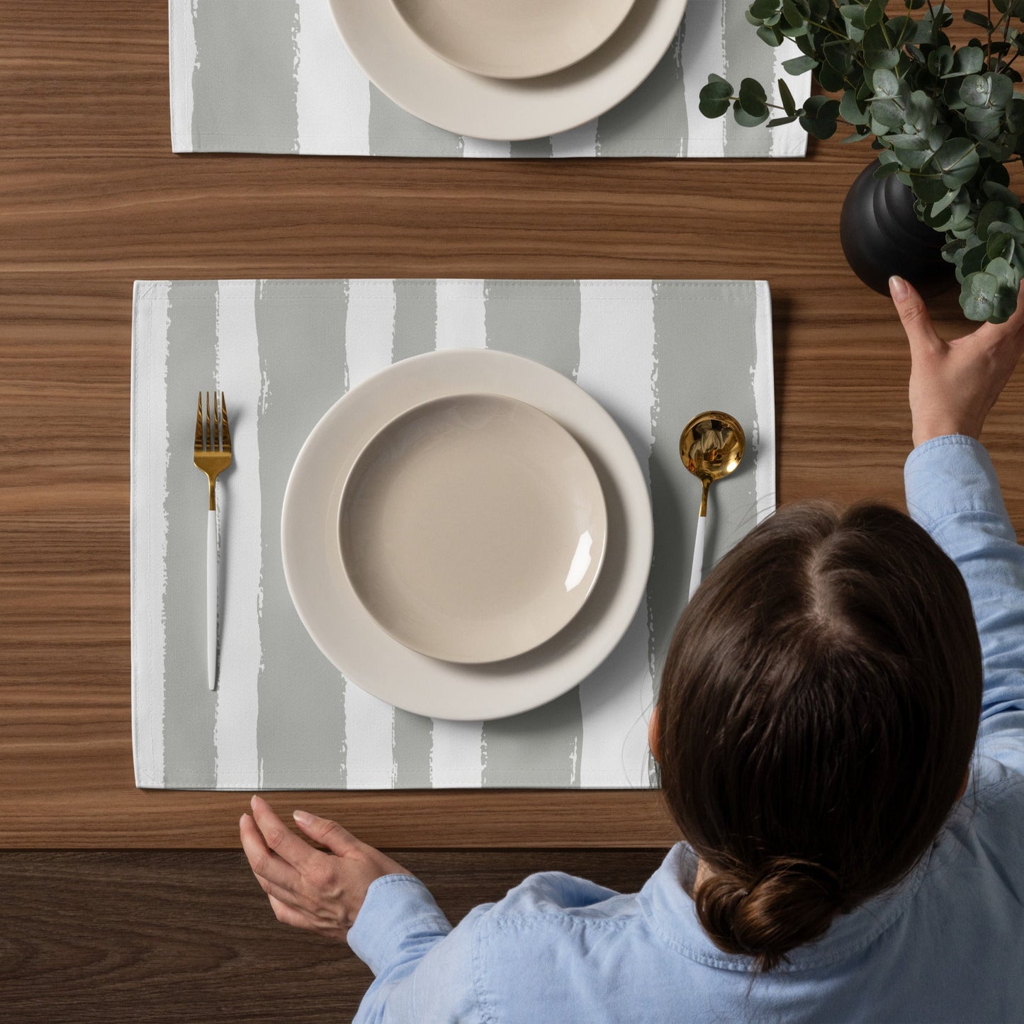 Placemat Set with Hand-painted Brush Stroke Print, CABS-1243