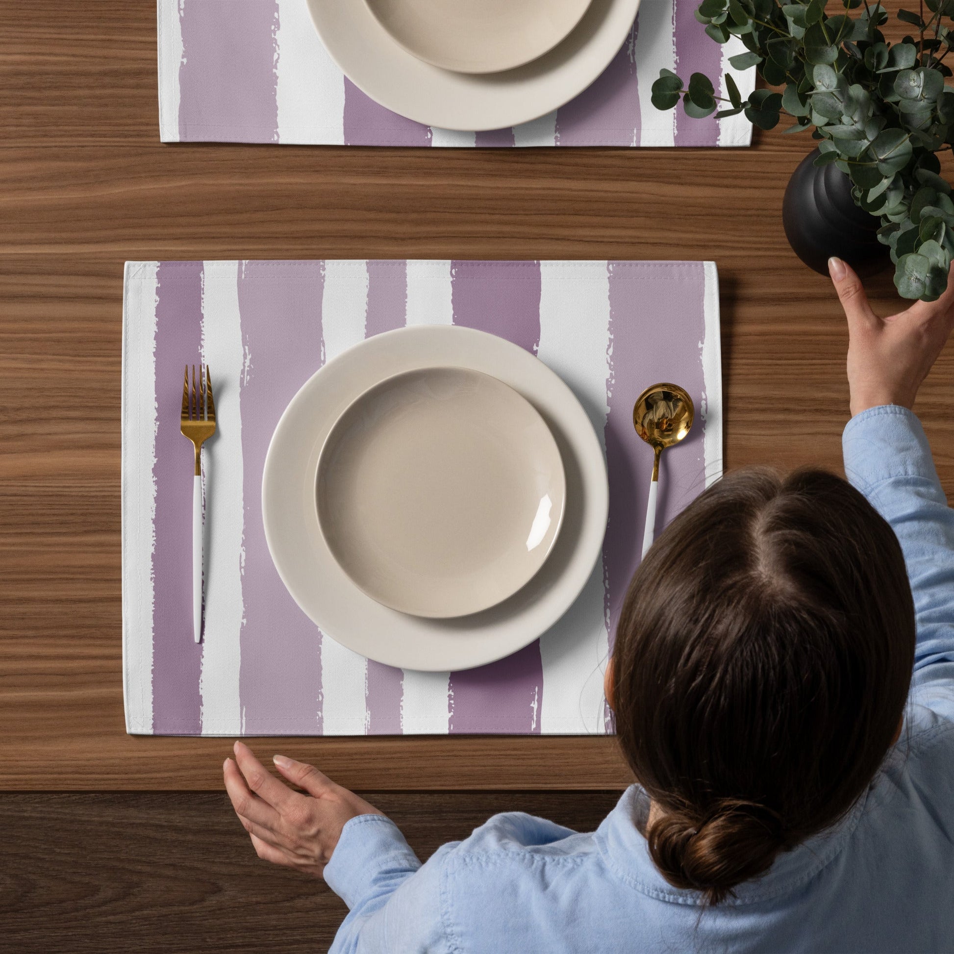 Placemat Set with Hand-painted Brush Stroke Print, CABS-1252