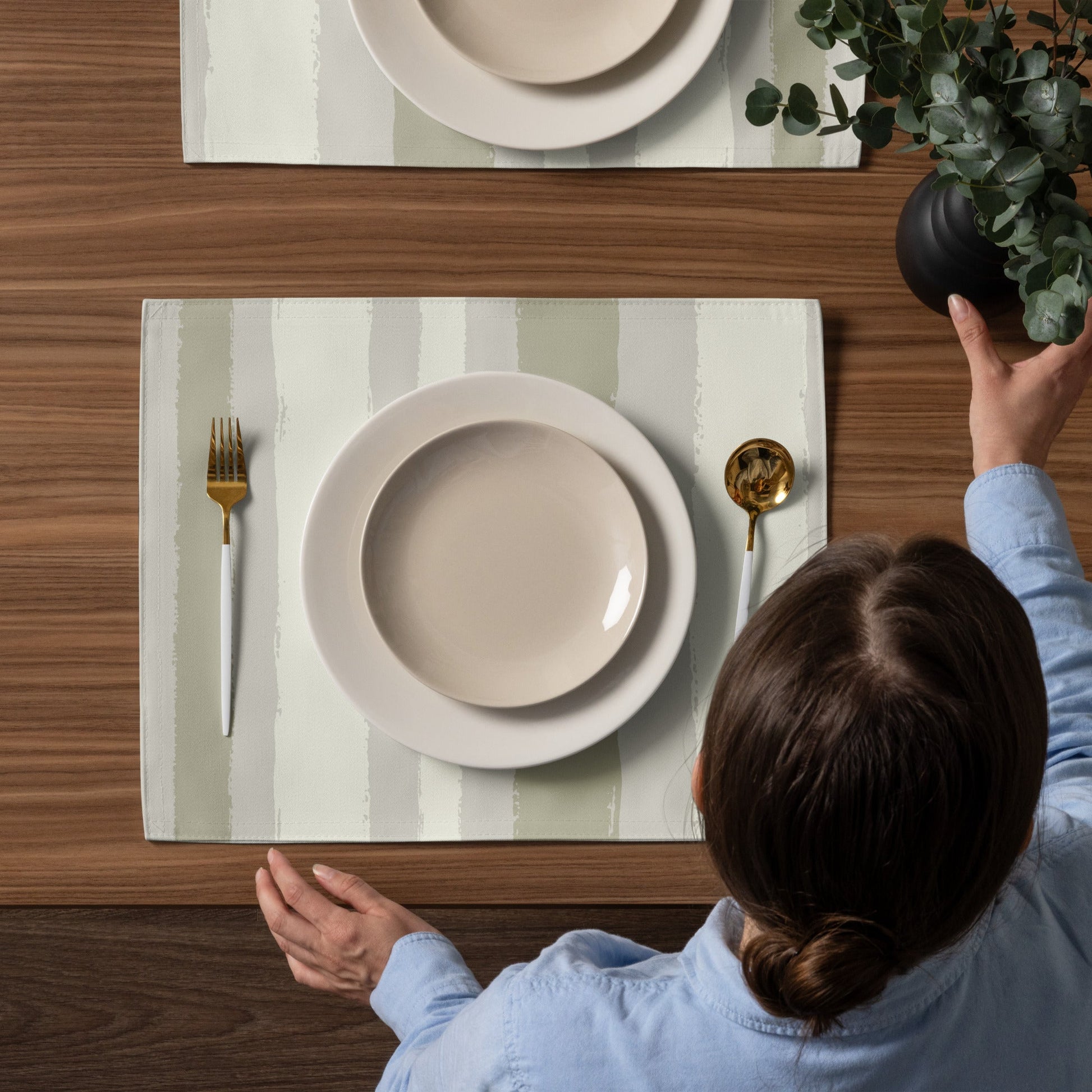 Placemat Set with Hand-painted Brush Stroke Print, CABS-1263
