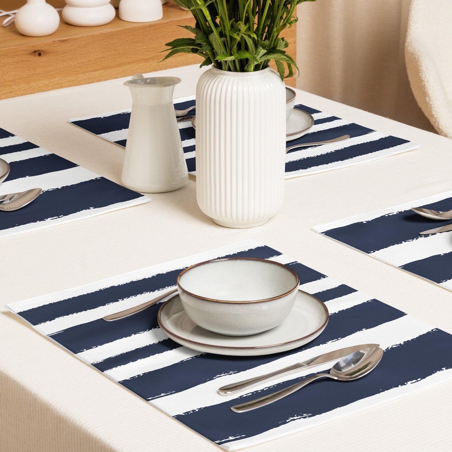 Placemat Set with Hand-painted Brush Stroke Print, CABS-1271